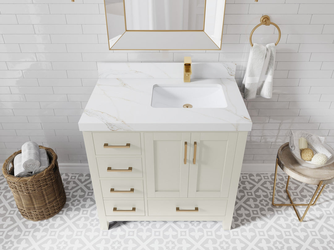 Malibu 36 in. W x 22 in. D Right Offset Sink Bathroom Vanity - Willow Bath and Vanity