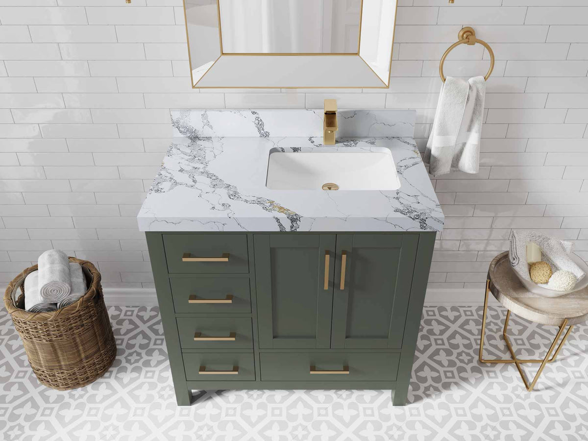 Malibu 36 in. W x 22 in. D Right Offset Sink Bathroom Vanity - Willow Bath and Vanity