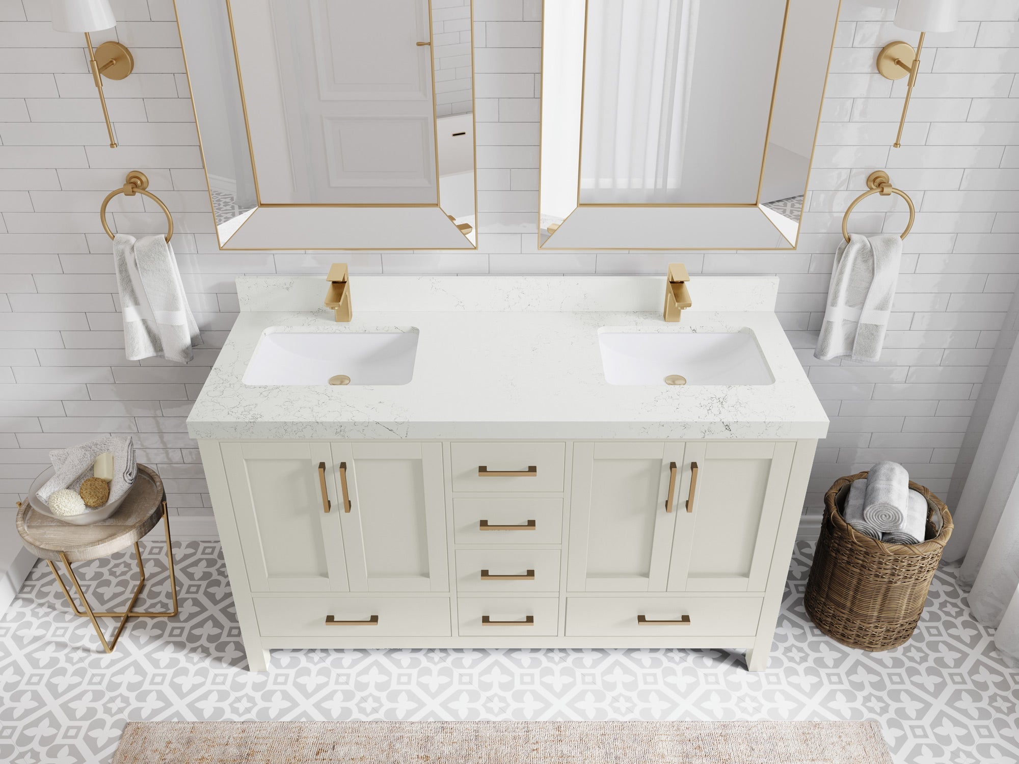 Malibu 60 in. W x 22 in. D Double Sink Bathroom Vanity - Willow Bath and Vanity