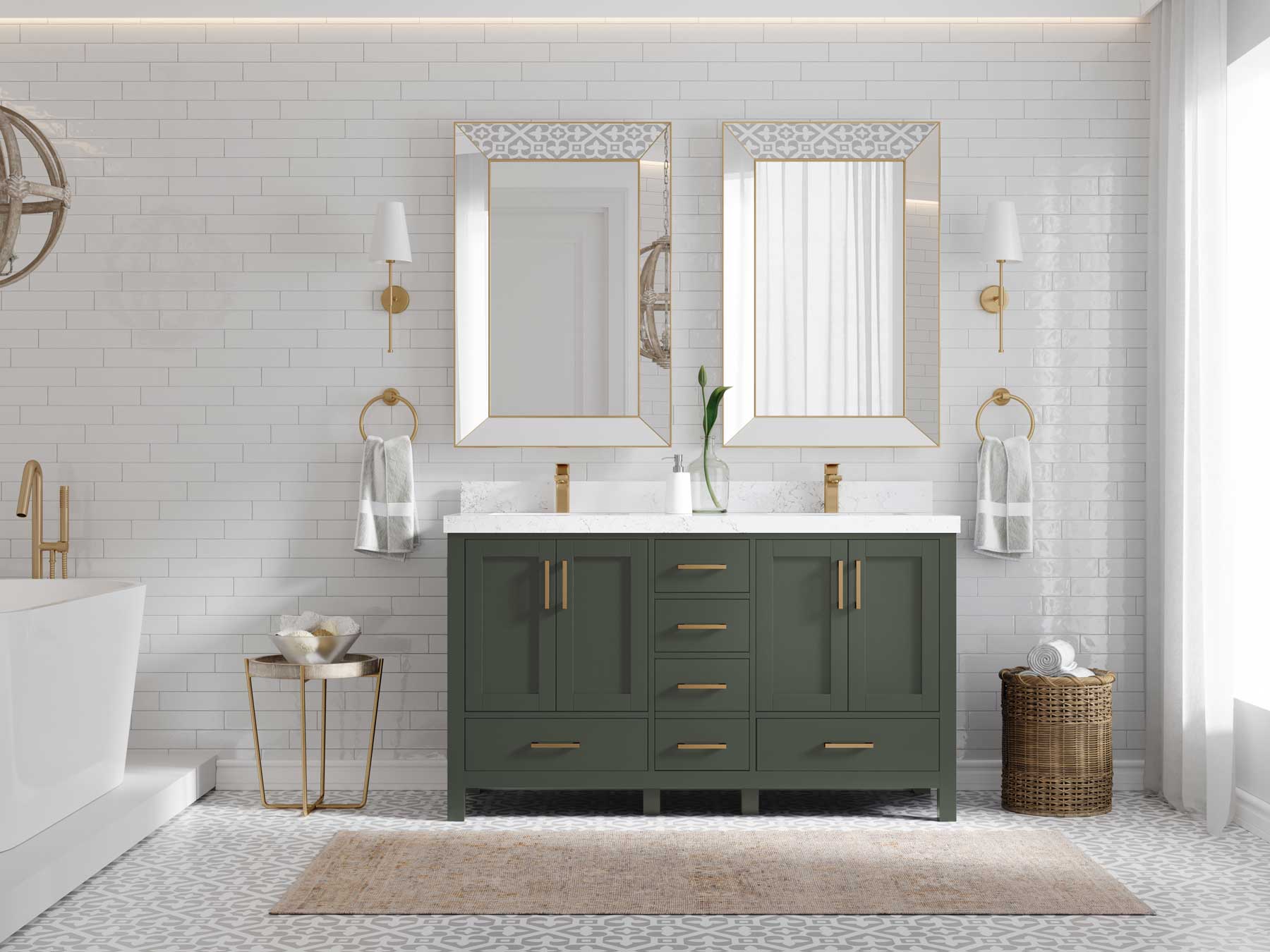 Malibu 60 in. W x 22 in. D Double Sink Bathroom Vanity - Willow Bath and Vanity