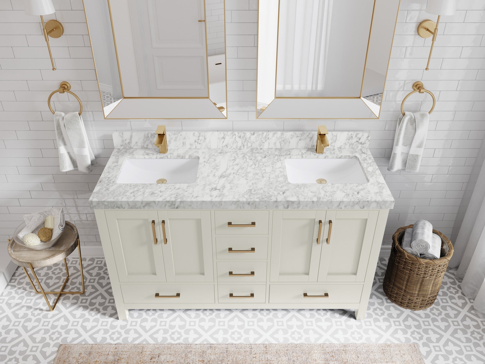 Malibu 60 in. W x 22 in. D Double Sink Bathroom Vanity - Willow Bath and Vanity
