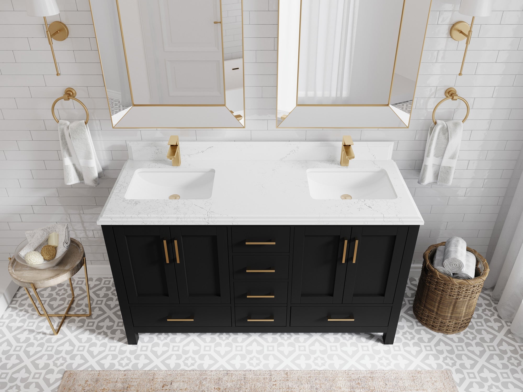 Malibu 60 in. W x 22 in. D Double Sink Bathroom Vanity - Willow Bath and Vanity