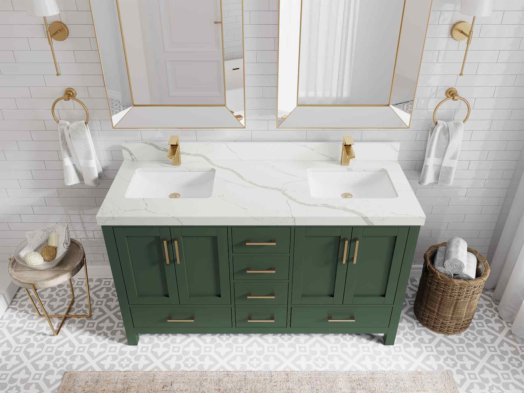 Malibu 60 in. W x 22 in. D Double Sink Bathroom Vanity - Willow Bath and Vanity