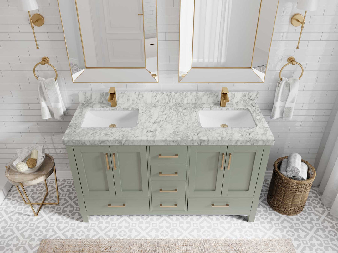 Malibu 60 in. W x 22 in. D Double Sink Bathroom Vanity - Willow Bath and Vanity