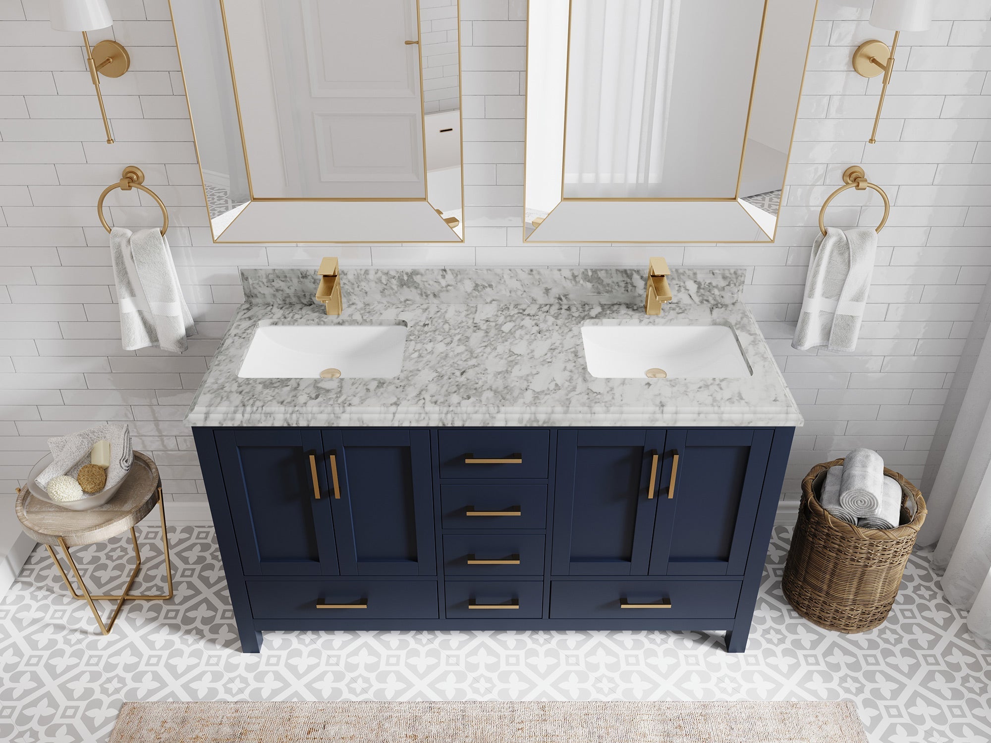 Malibu 60 in. W x 22 in. D Double Sink Bathroom Vanity - Willow Bath and Vanity