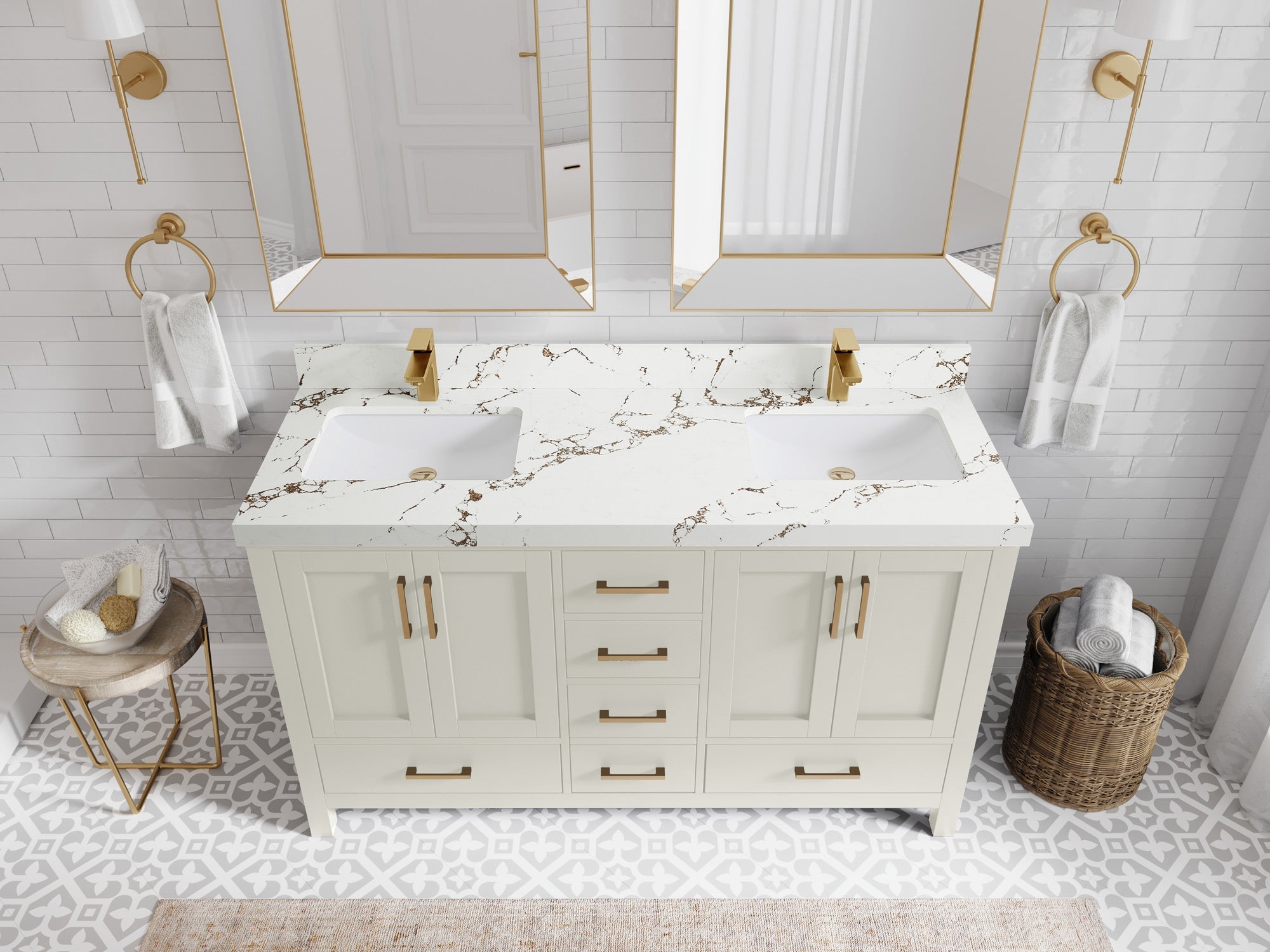 Malibu 60 in. W x 22 in. D Double Sink Bathroom Vanity - Willow Bath and Vanity