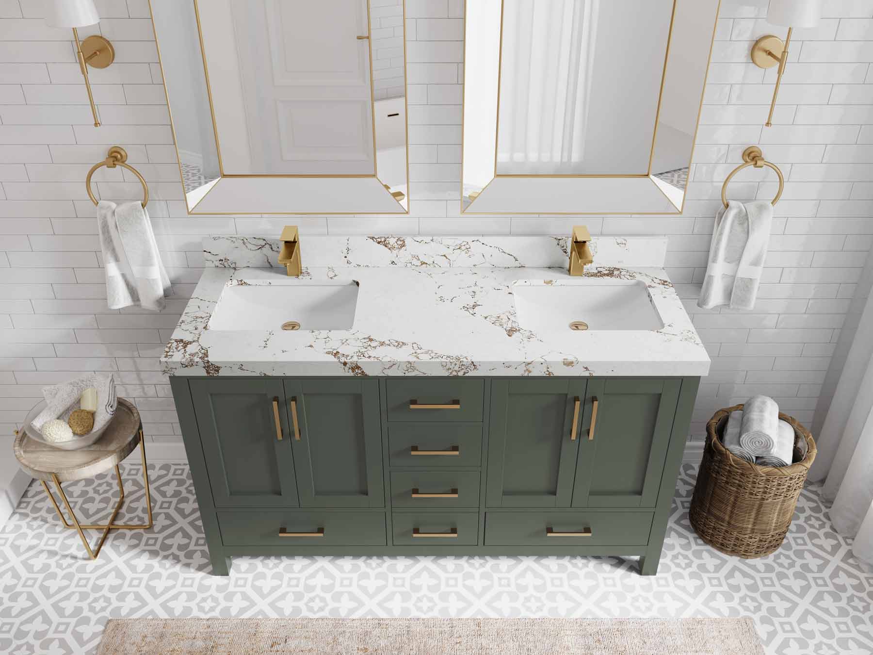 Malibu 60 in. W x 22 in. D Double Sink Bathroom Vanity - Willow Bath and Vanity
