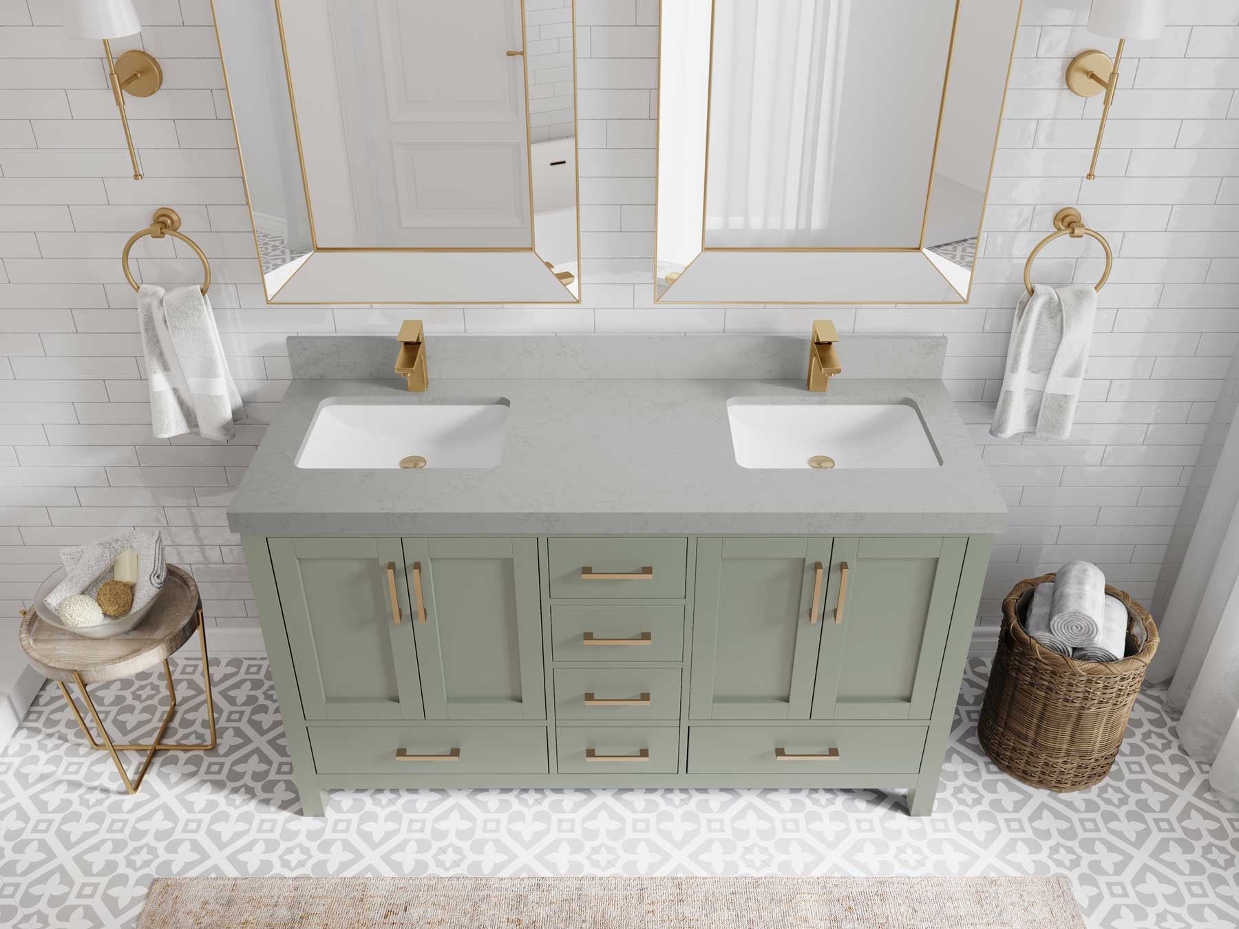 Malibu 60 in. W x 22 in. D Double Sink Bathroom Vanity - Willow Bath and Vanity