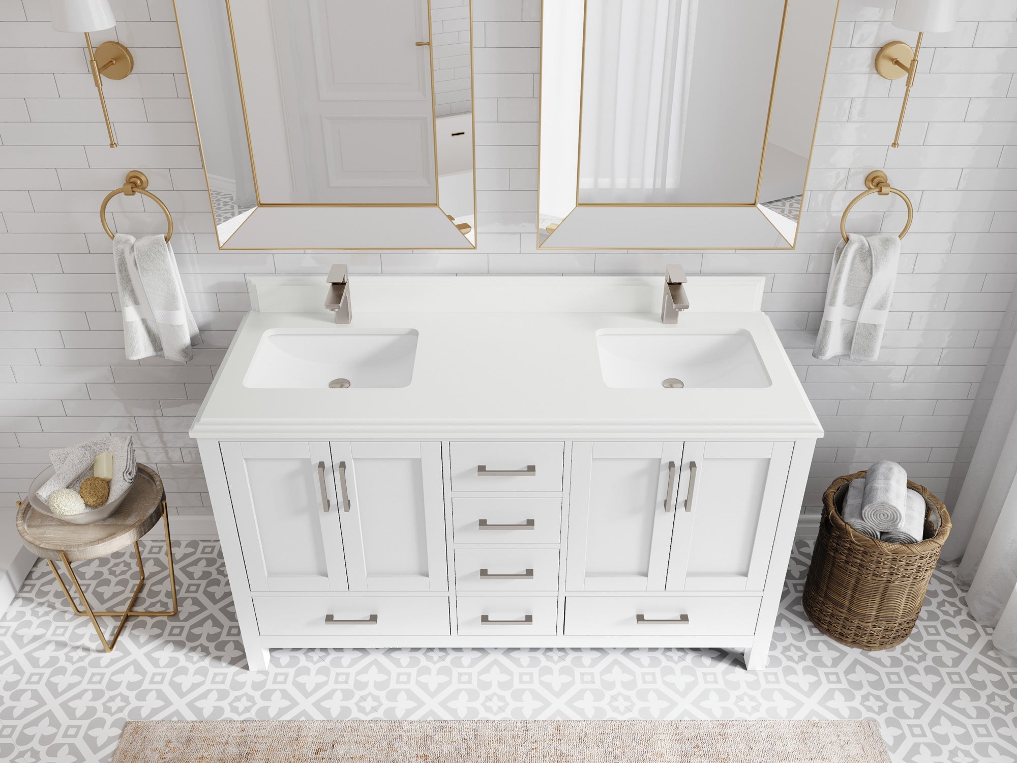Malibu 60 in. W x 22 in. D Double Sink Bathroom Vanity - Willow Bath and Vanity