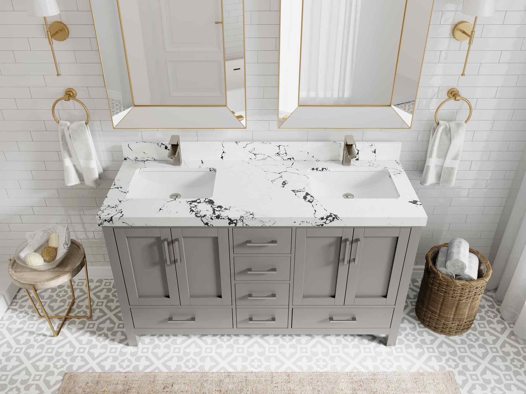 Malibu 60 in. W x 22 in. D Double Sink Bathroom Vanity - Willow Bath and Vanity