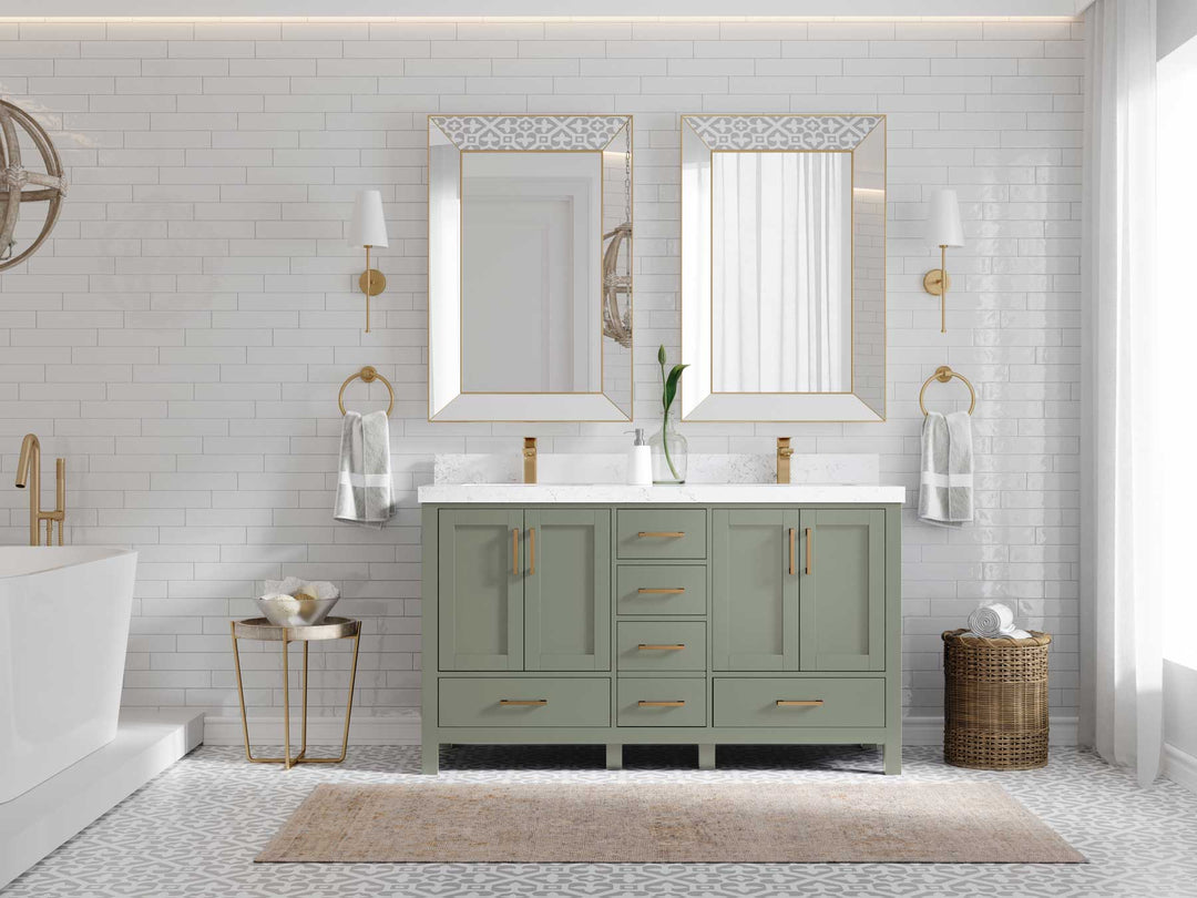 Malibu 60 in. W x 22 in. D Double Sink Bathroom Vanity - Willow Bath and Vanity