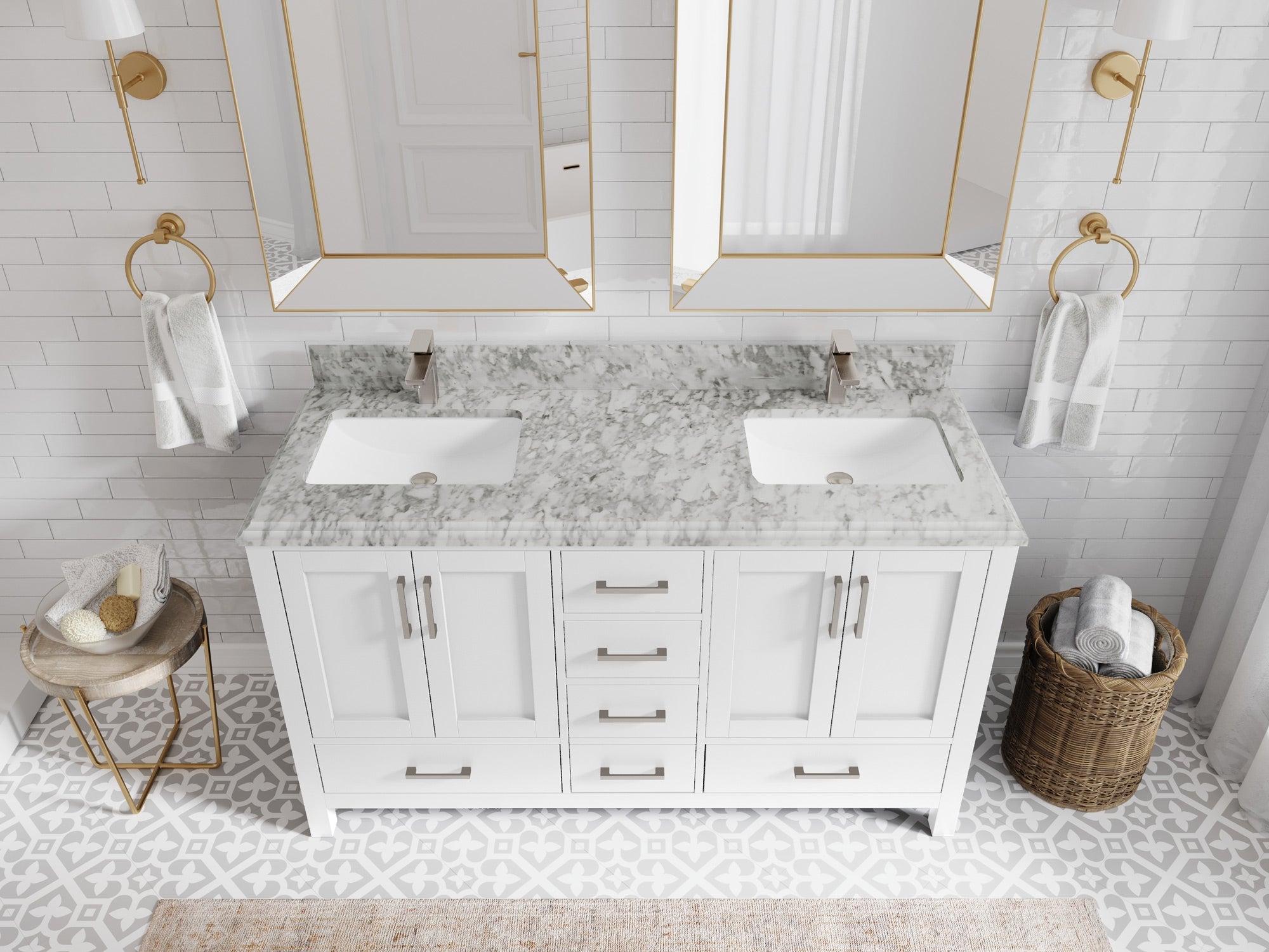 Malibu 60 in. W x 22 in. D Double Sink Bathroom Vanity - Willow Bath and Vanity