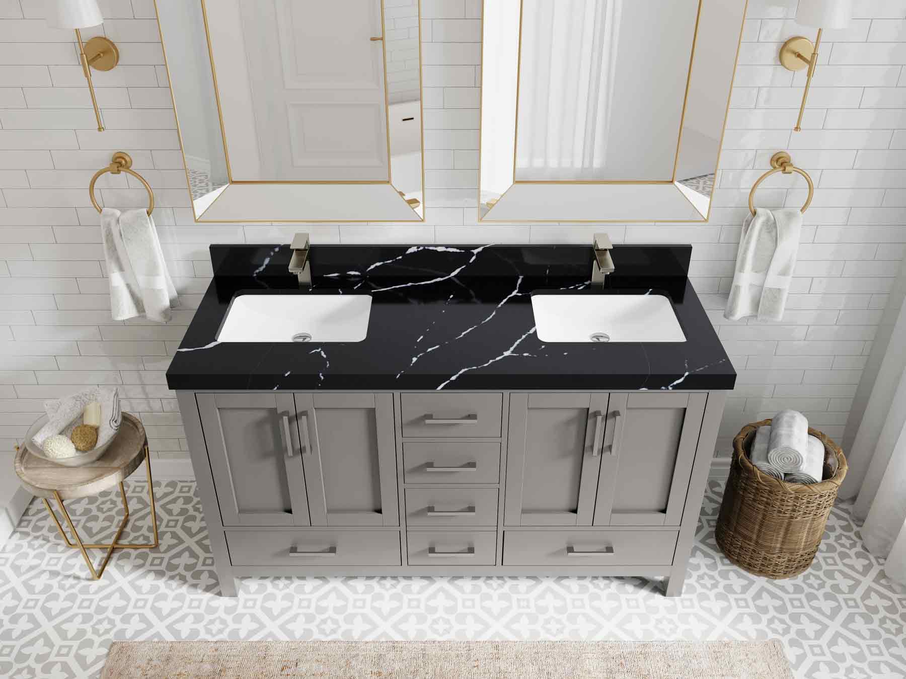 Malibu 60 in. W x 22 in. D Double Sink Bathroom Vanity - Willow Bath and Vanity