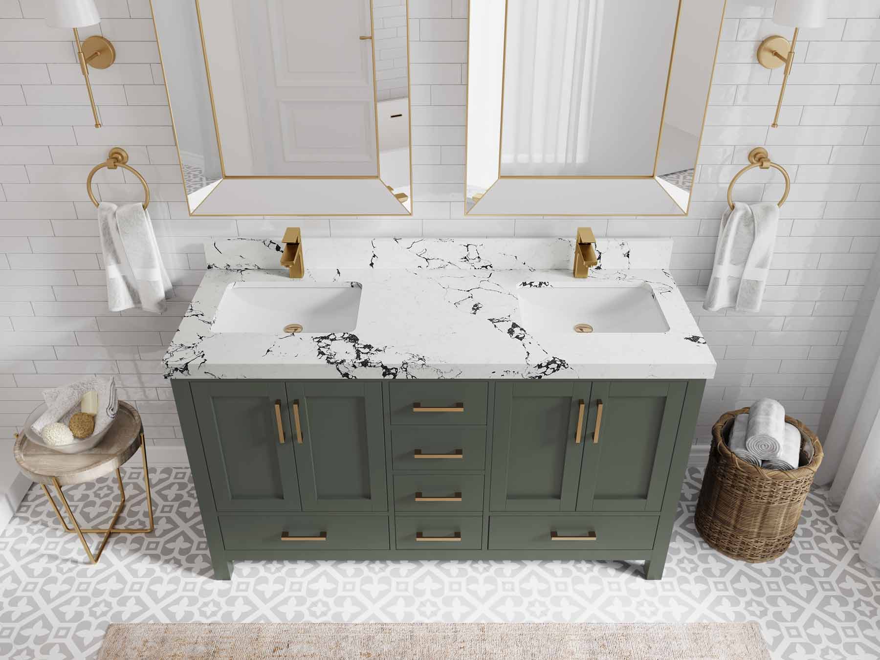 Malibu 60 in. W x 22 in. D Double Sink Bathroom Vanity - Willow Bath and Vanity
