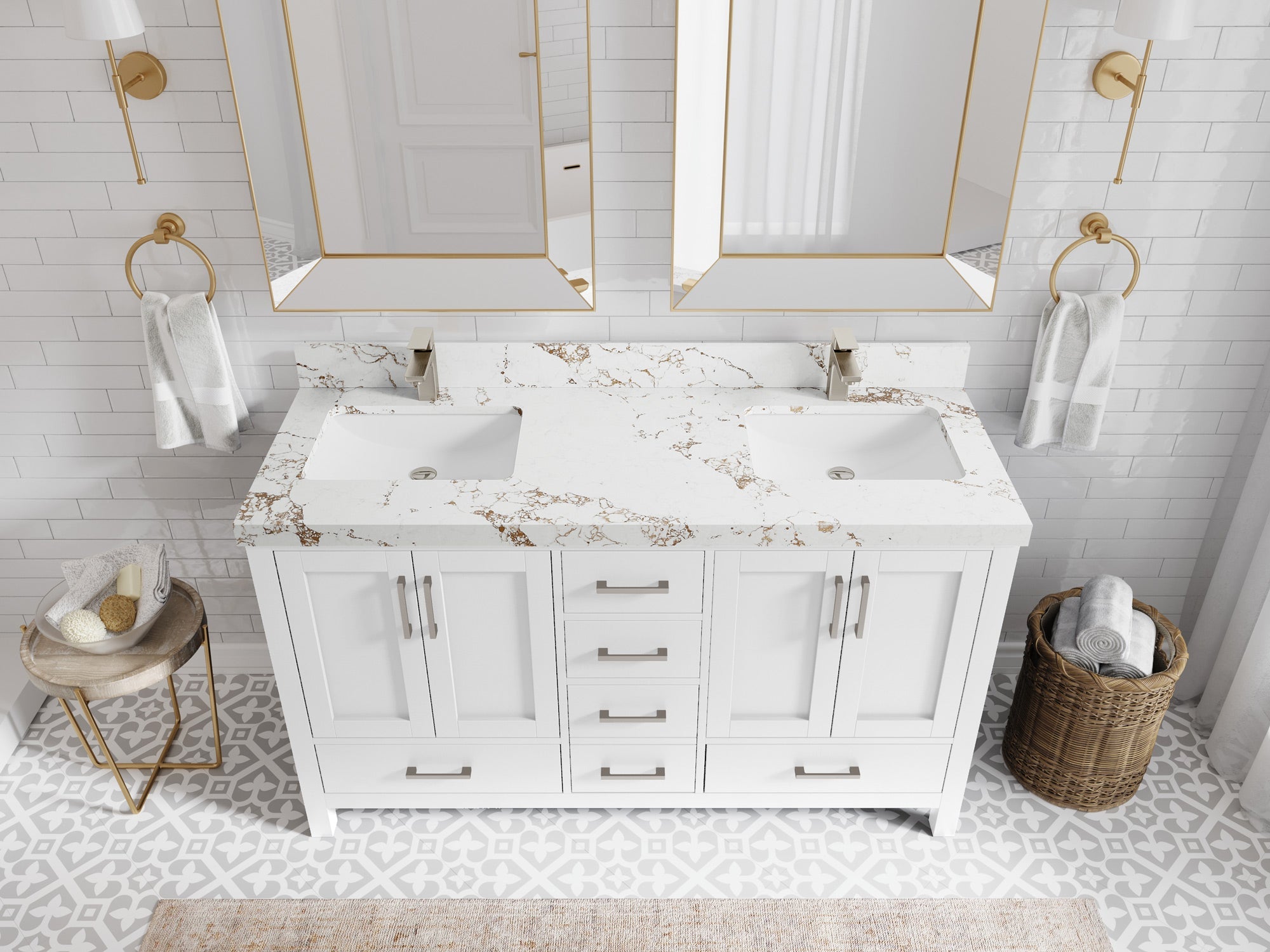 Malibu 60 in. W x 22 in. D Double Sink Bathroom Vanity - Willow Bath and Vanity