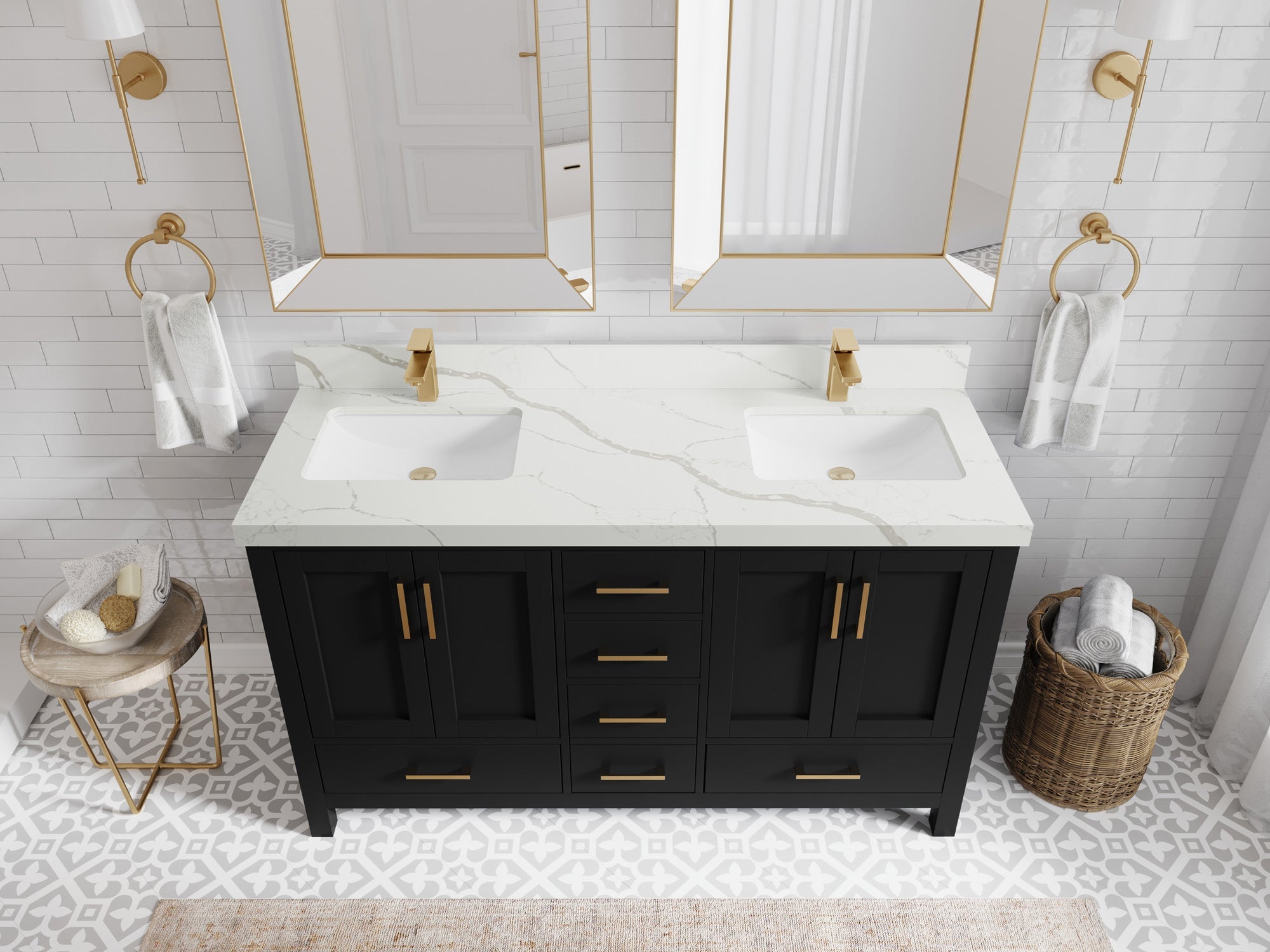 Malibu 60 in. W x 22 in. D Double Sink Bathroom Vanity - Willow Bath and Vanity