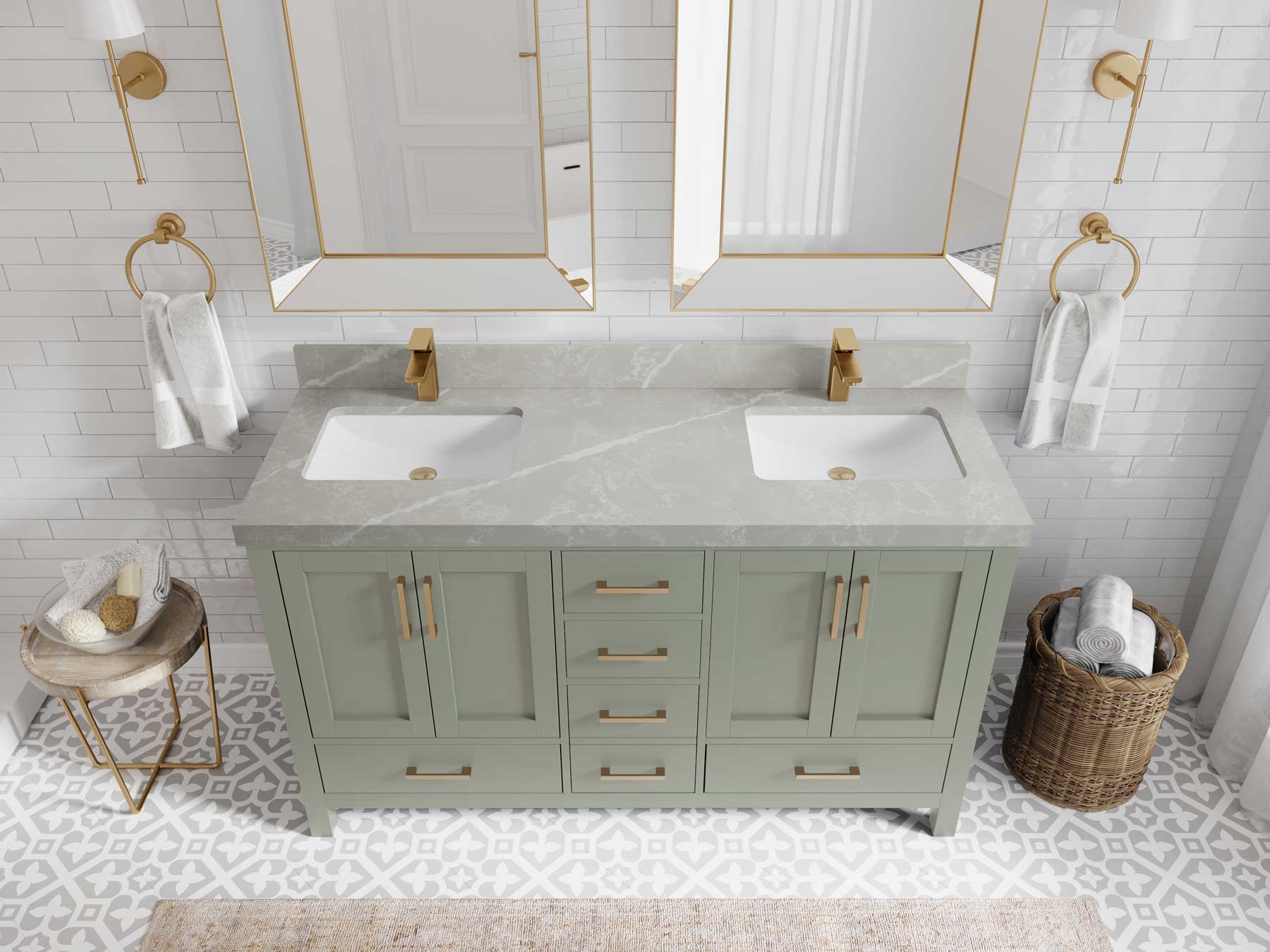 Malibu 60 in. W x 22 in. D Double Sink Bathroom Vanity - Willow Bath and Vanity