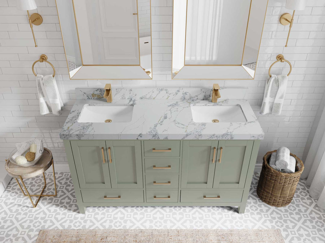 Malibu 60 in. W x 22 in. D Double Sink Bathroom Vanity - Willow Bath and Vanity