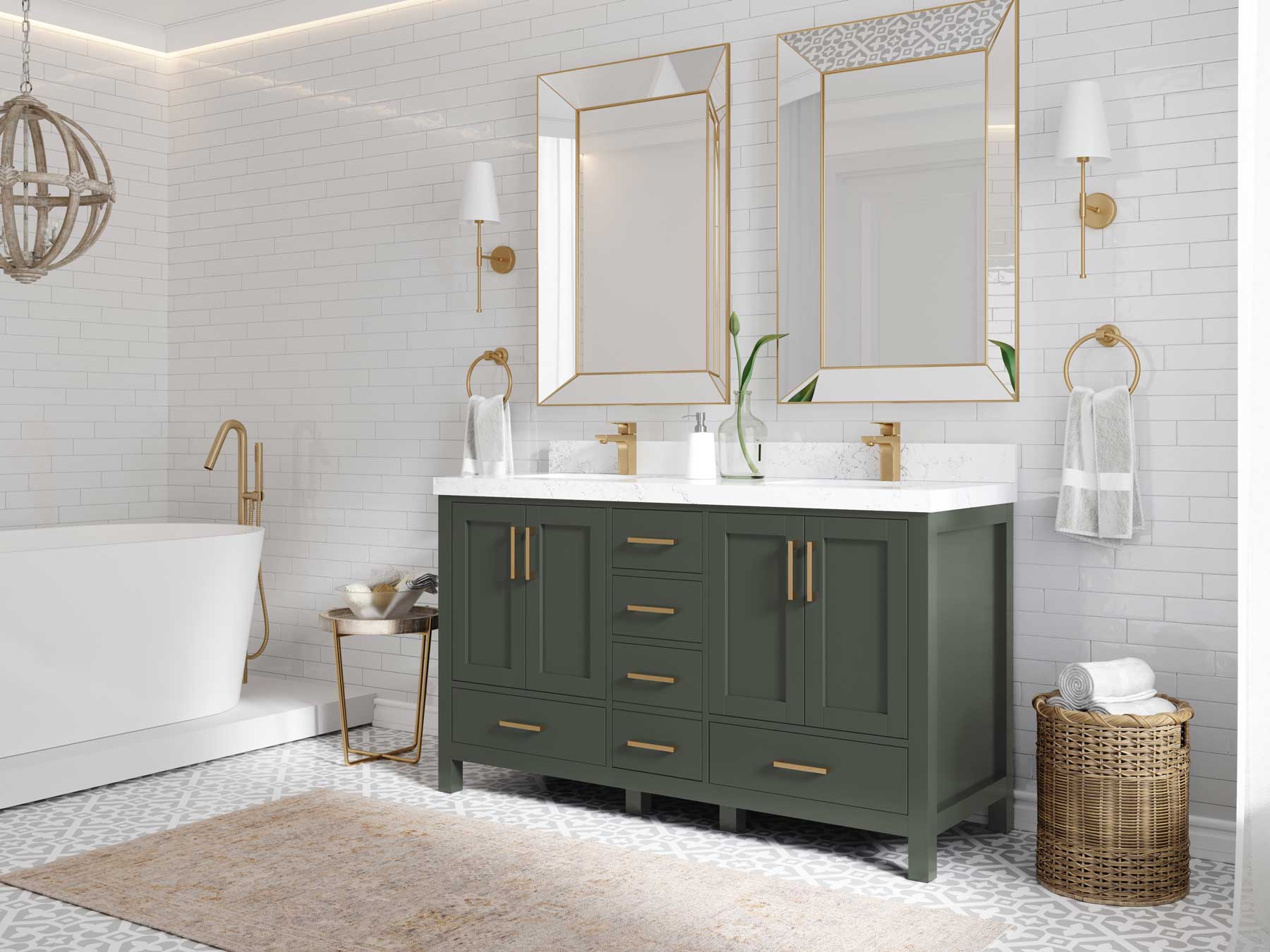 Malibu 60 in. W x 22 in. D Double Sink Bathroom Vanity - Willow Bath and Vanity