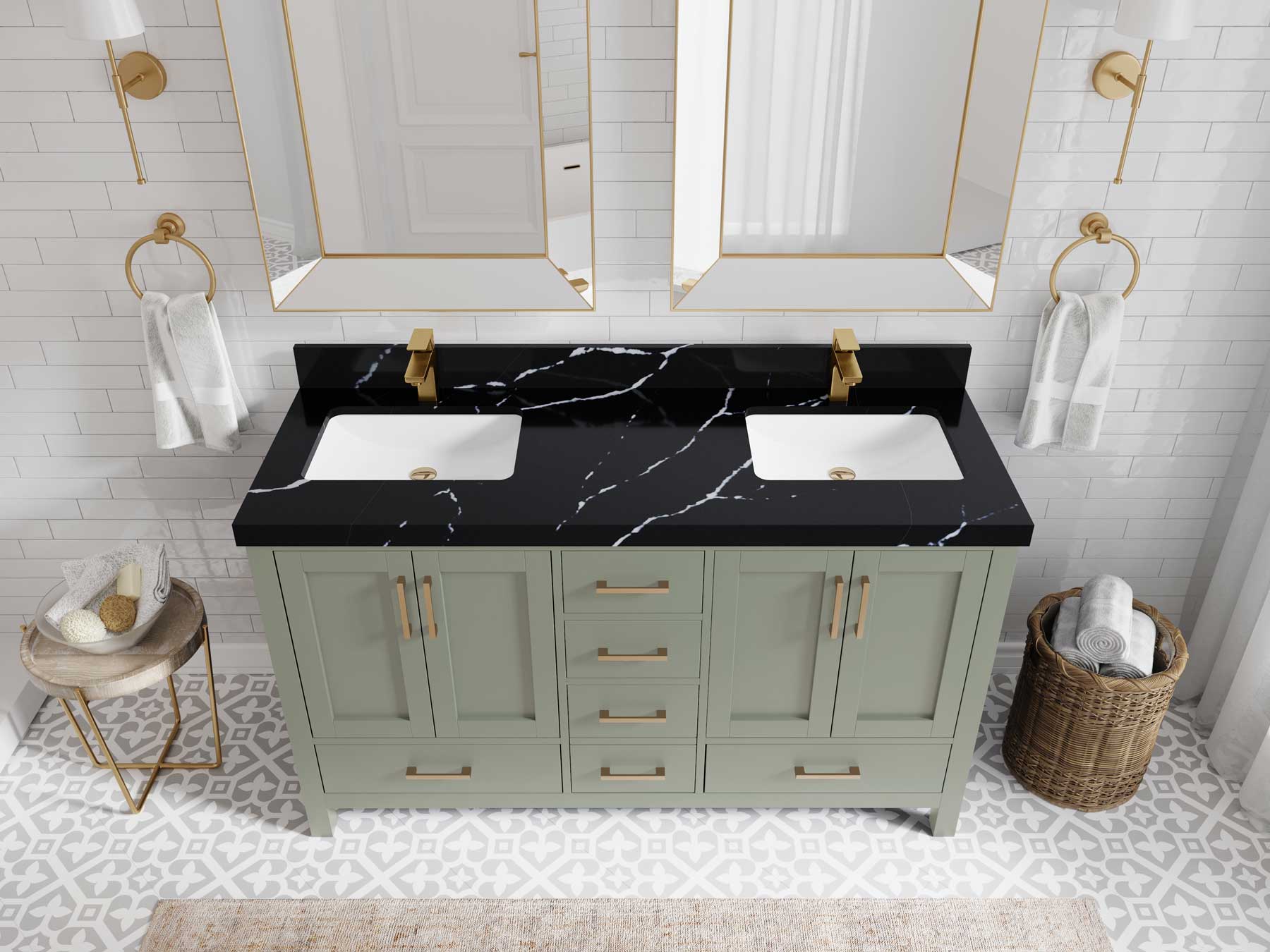 Malibu 60 in. W x 22 in. D Double Sink Bathroom Vanity - Willow Bath and Vanity