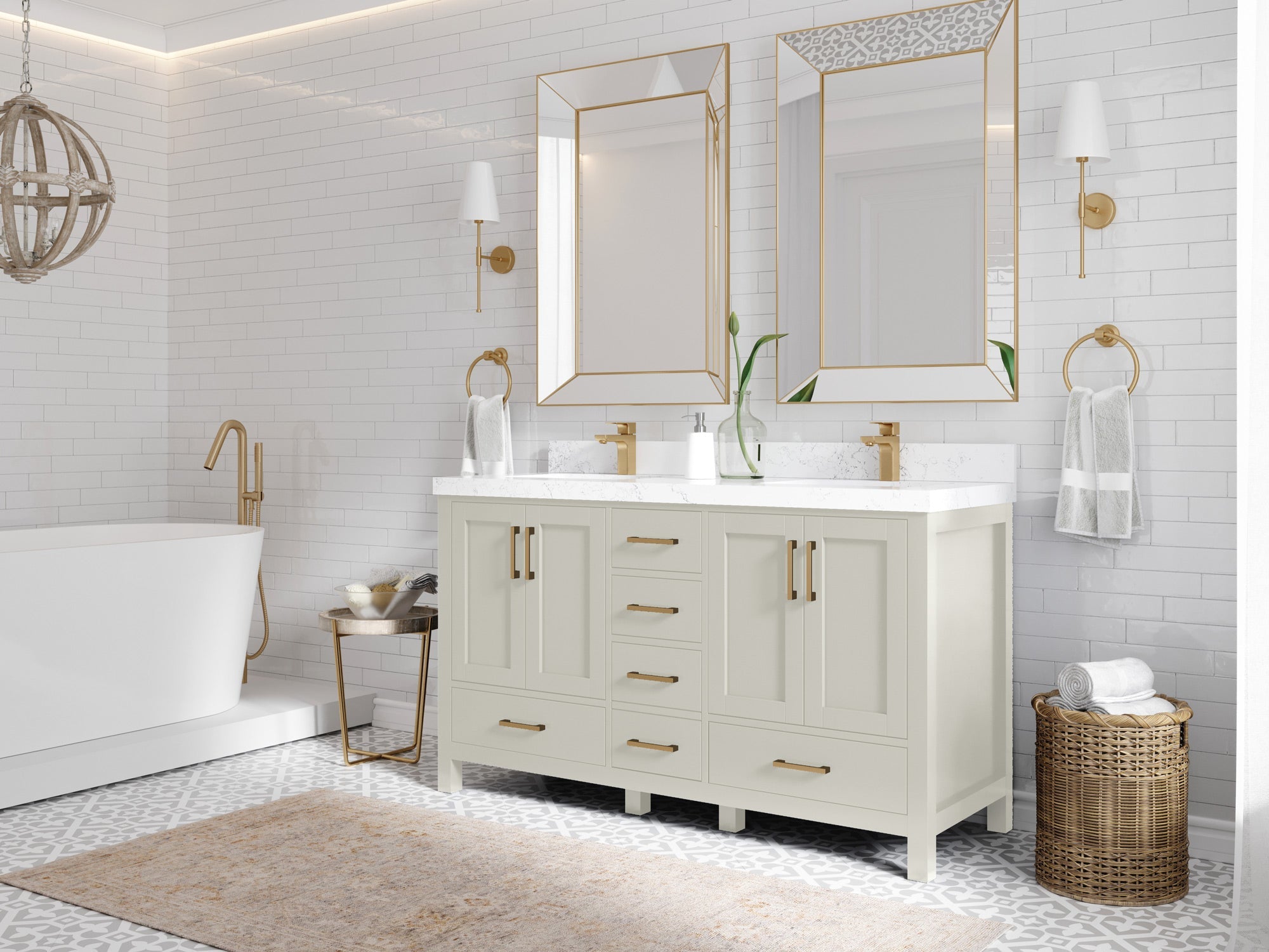 Malibu 60 in. W x 22 in. D Double Sink Bathroom Vanity - Willow Bath and Vanity