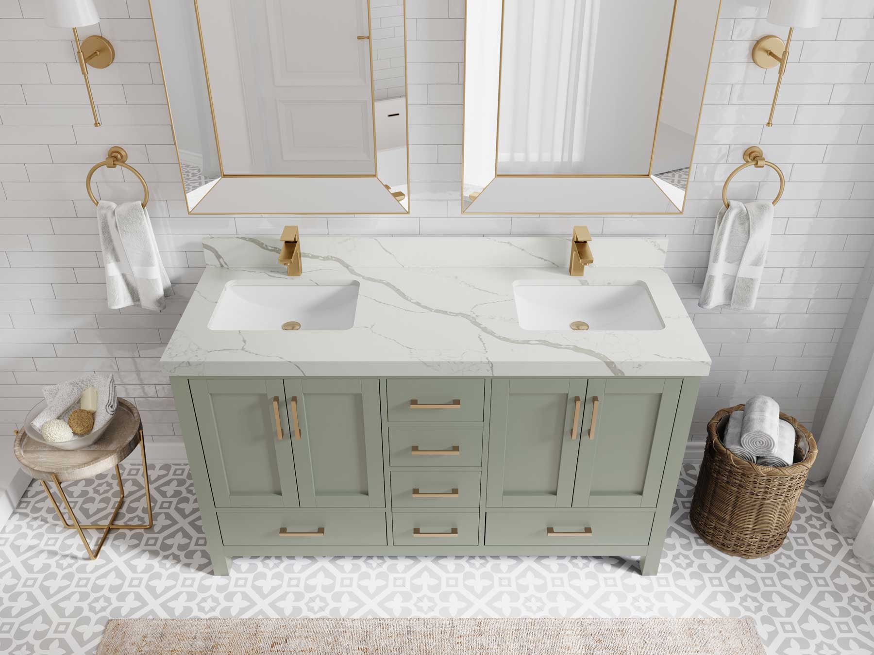 Malibu 60 in. W x 22 in. D Double Sink Bathroom Vanity - Willow Bath and Vanity