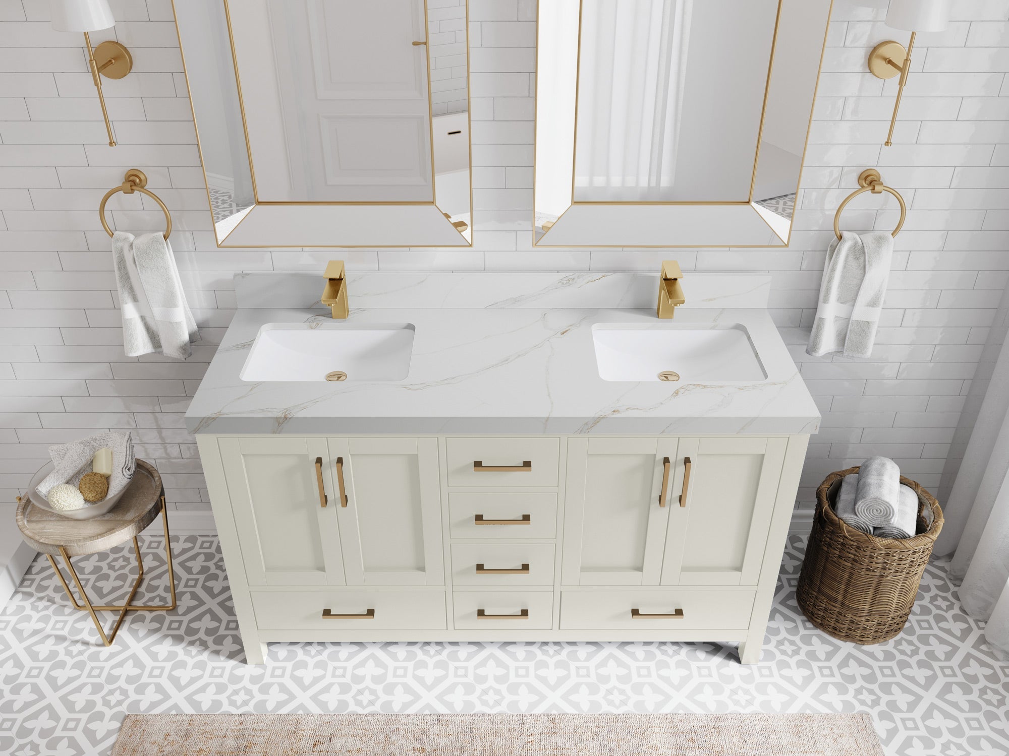 Malibu 60 in. W x 22 in. D Double Sink Bathroom Vanity - Willow Bath and Vanity