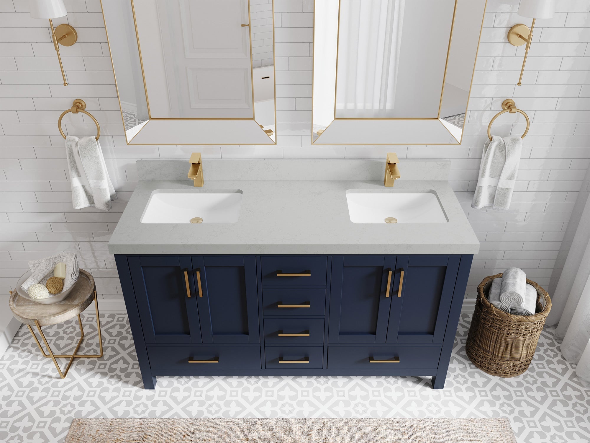 Malibu 60 in. W x 22 in. D Double Sink Bathroom Vanity - Willow Bath and Vanity