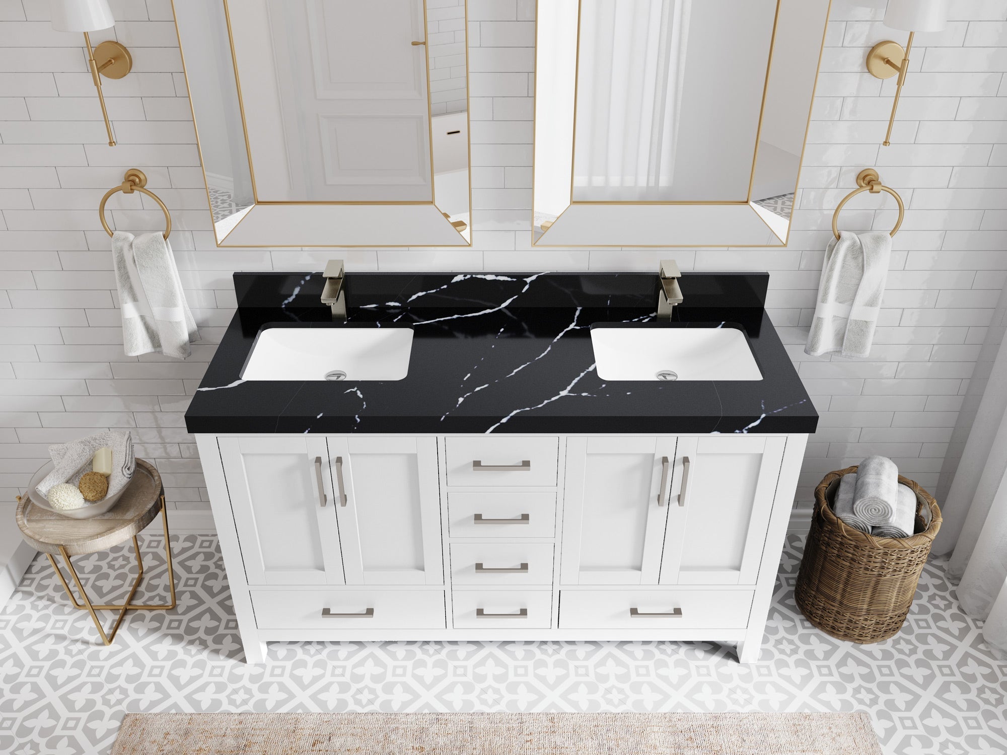 Malibu 60 in. W x 22 in. D Double Sink Bathroom Vanity - Willow Bath and Vanity
