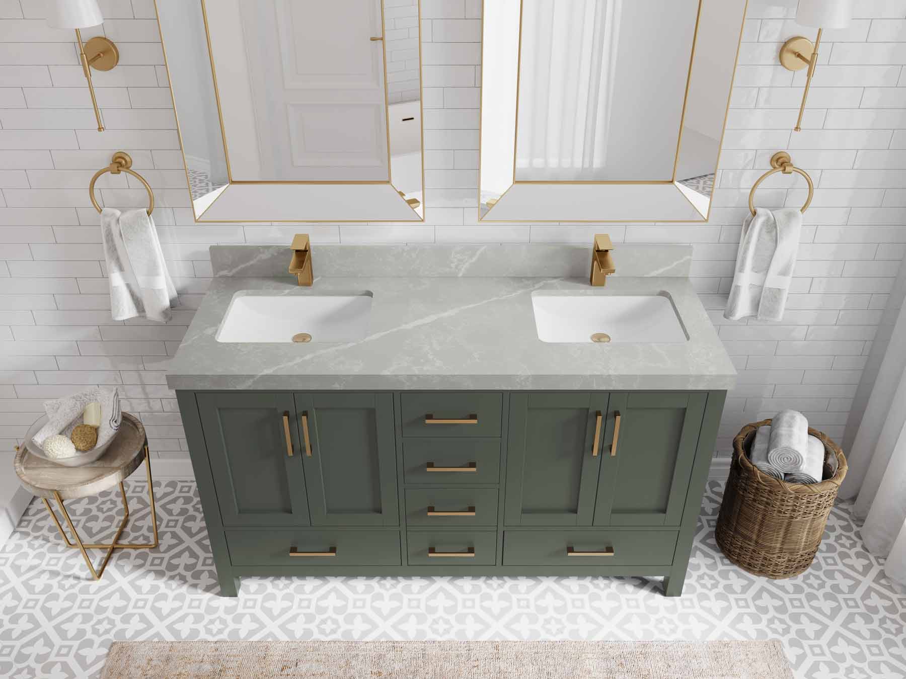 Malibu 60 in. W x 22 in. D Double Sink Bathroom Vanity - Willow Bath and Vanity