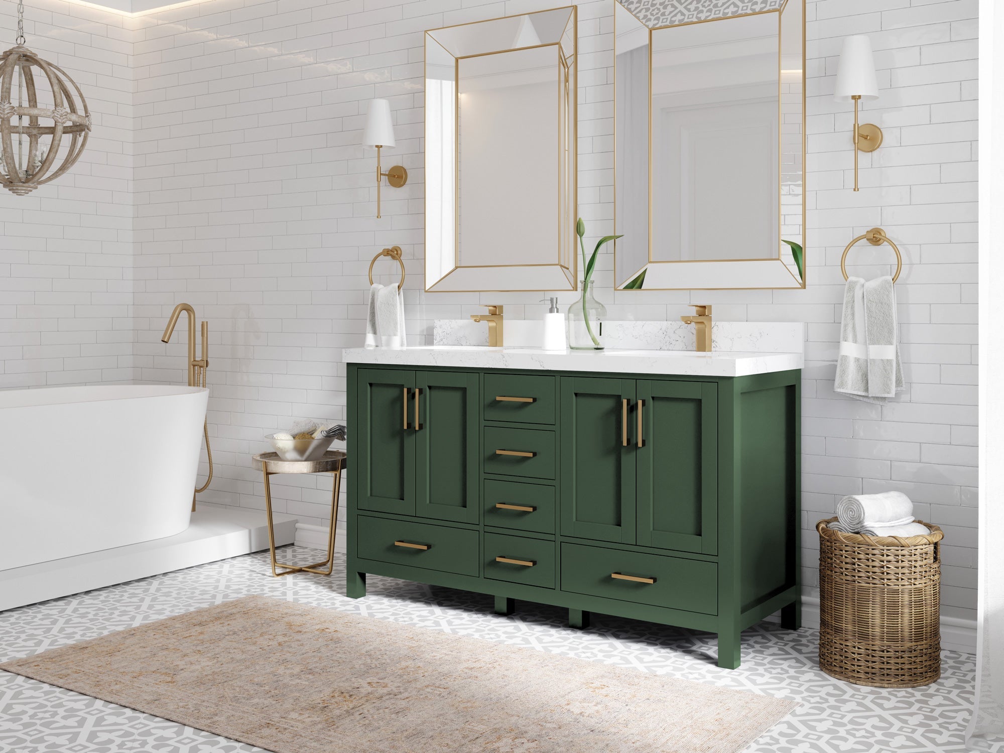 Malibu 60 in. W x 22 in. D Double Sink Bathroom Vanity - Willow Bath and Vanity