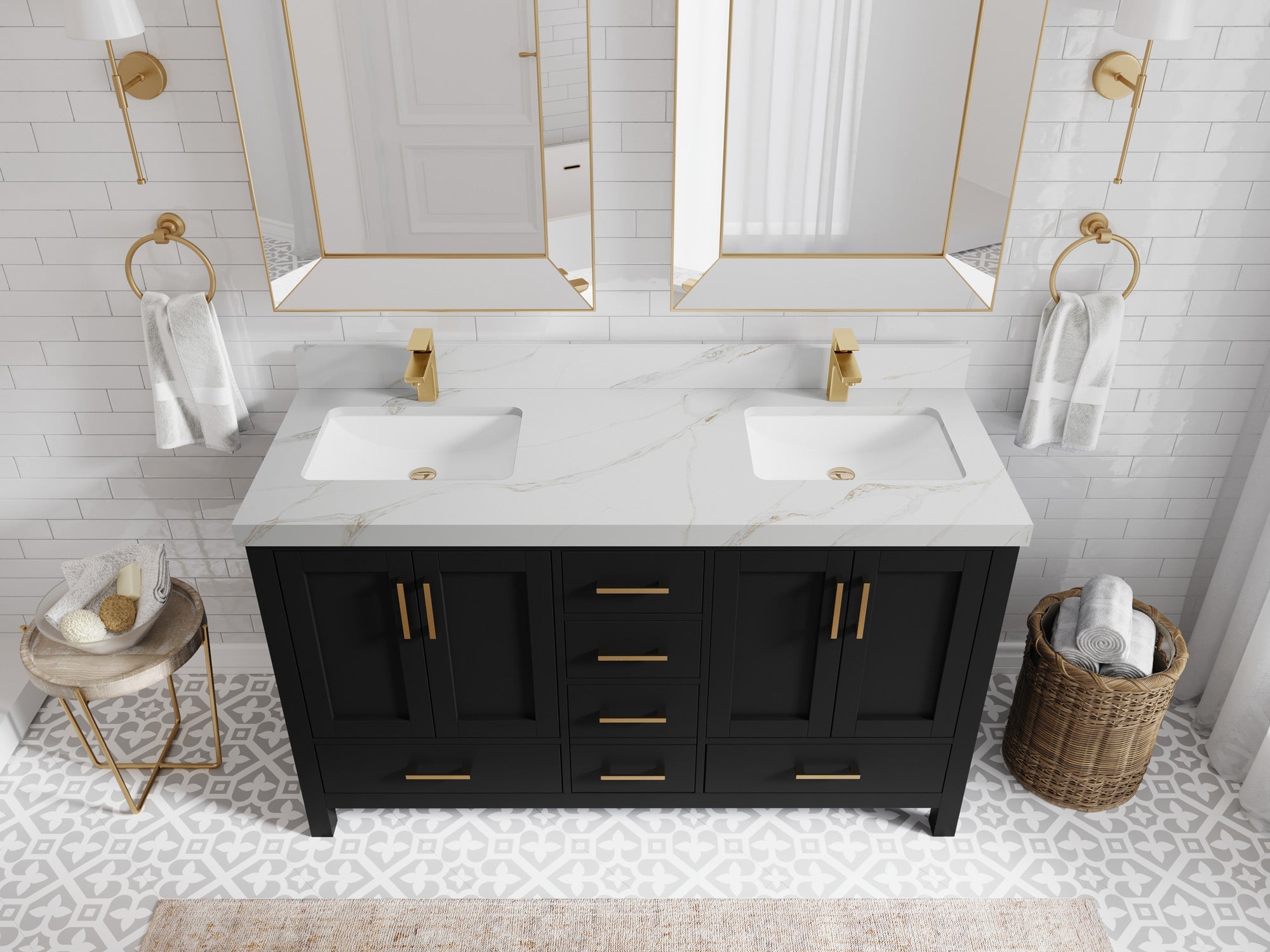 Malibu 60 in. W x 22 in. D Double Sink Bathroom Vanity - Willow Bath and Vanity