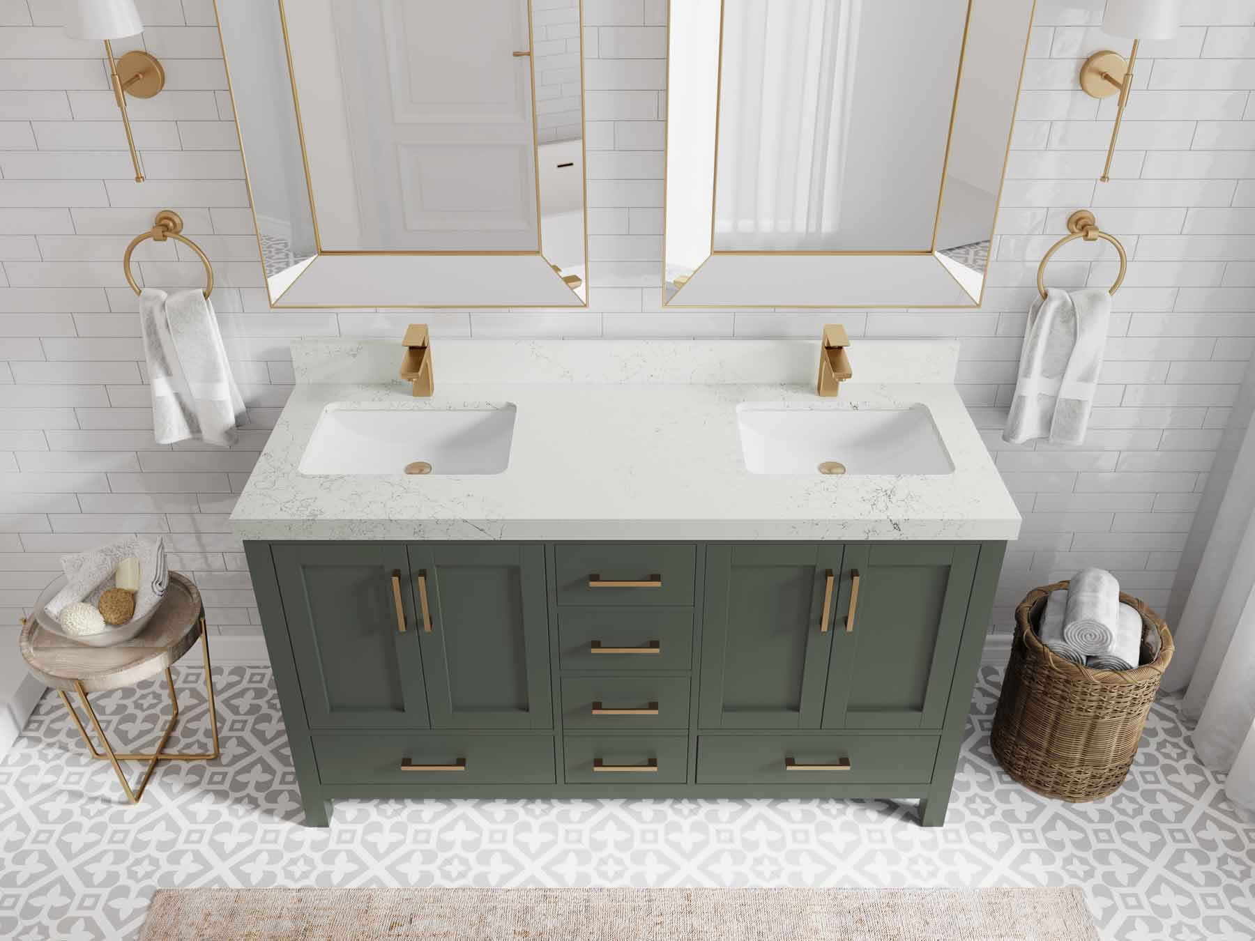 Malibu 60 in. W x 22 in. D Double Sink Bathroom Vanity - Willow Bath and Vanity