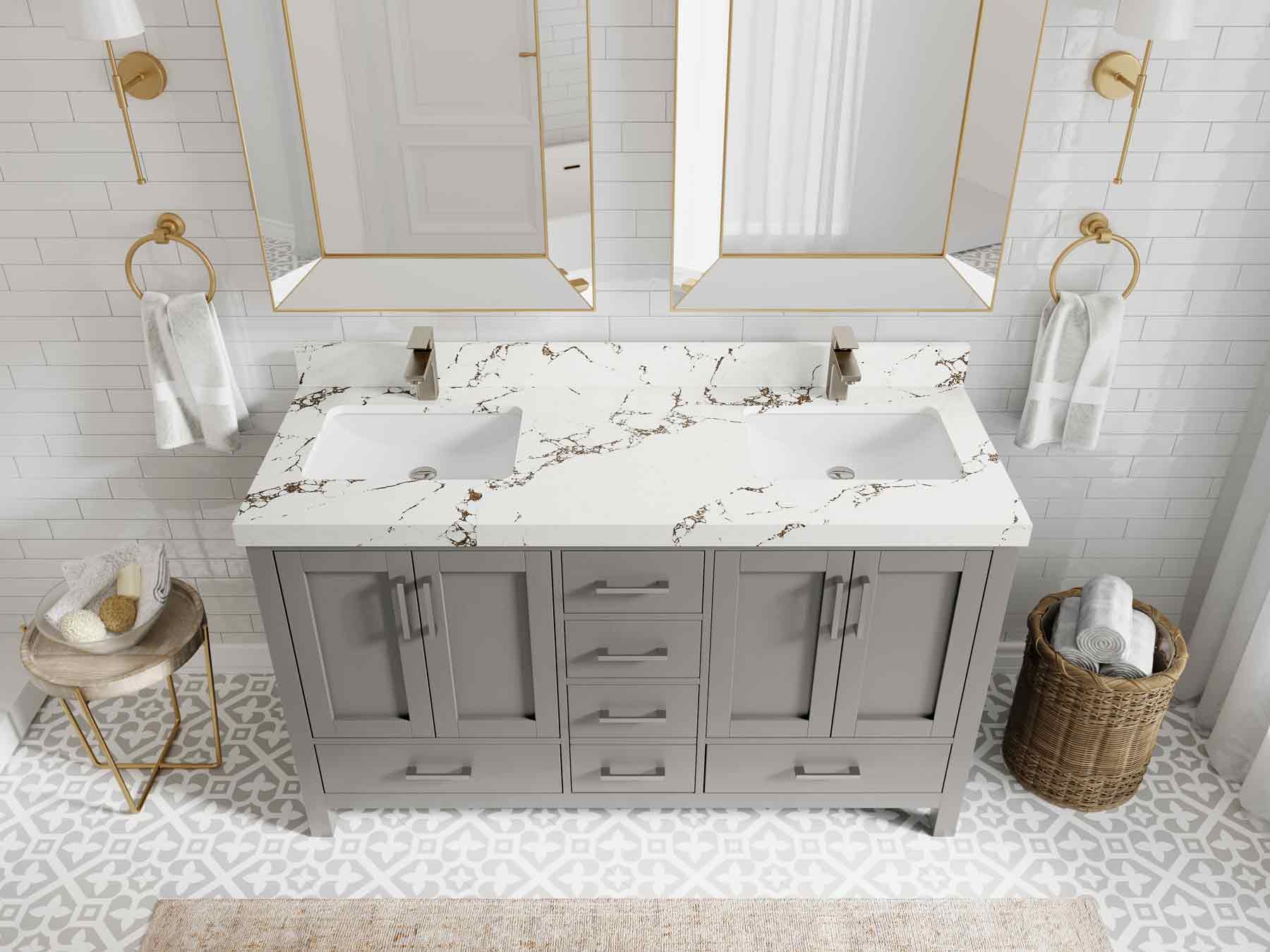Malibu 60 in. W x 22 in. D Double Sink Bathroom Vanity - Willow Bath and Vanity