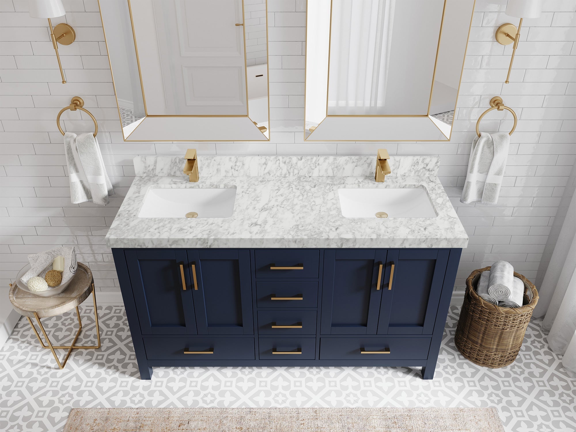 Malibu 60 in. W x 22 in. D Double Sink Bathroom Vanity - Willow Bath and Vanity