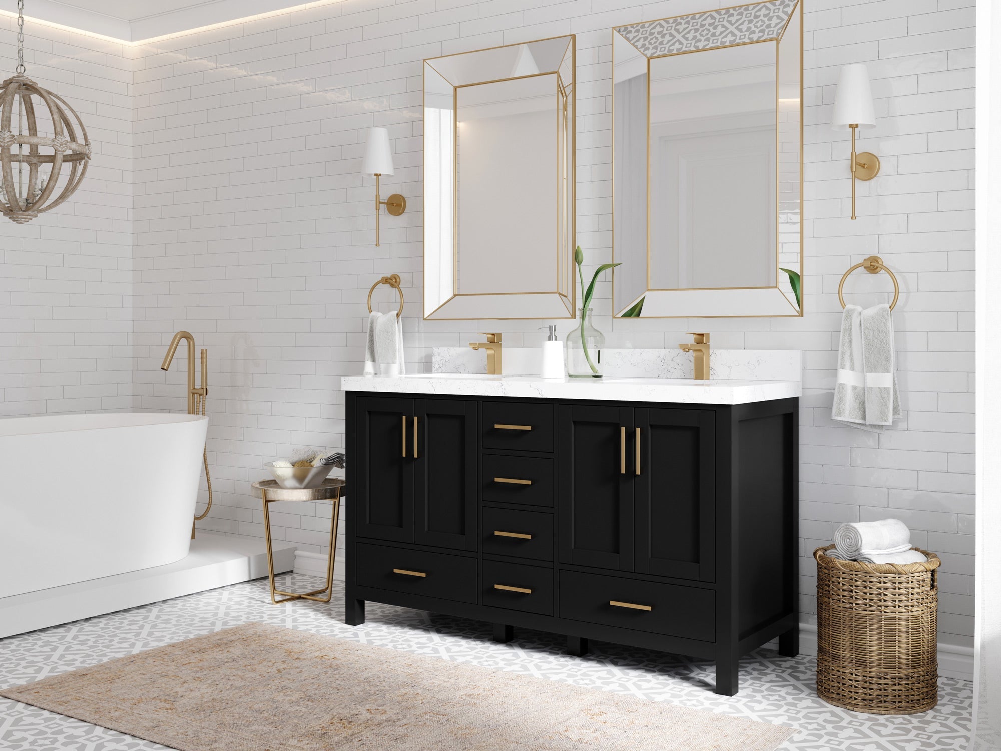 Malibu 60 in. W x 22 in. D Double Sink Bathroom Vanity - Willow Bath and Vanity
