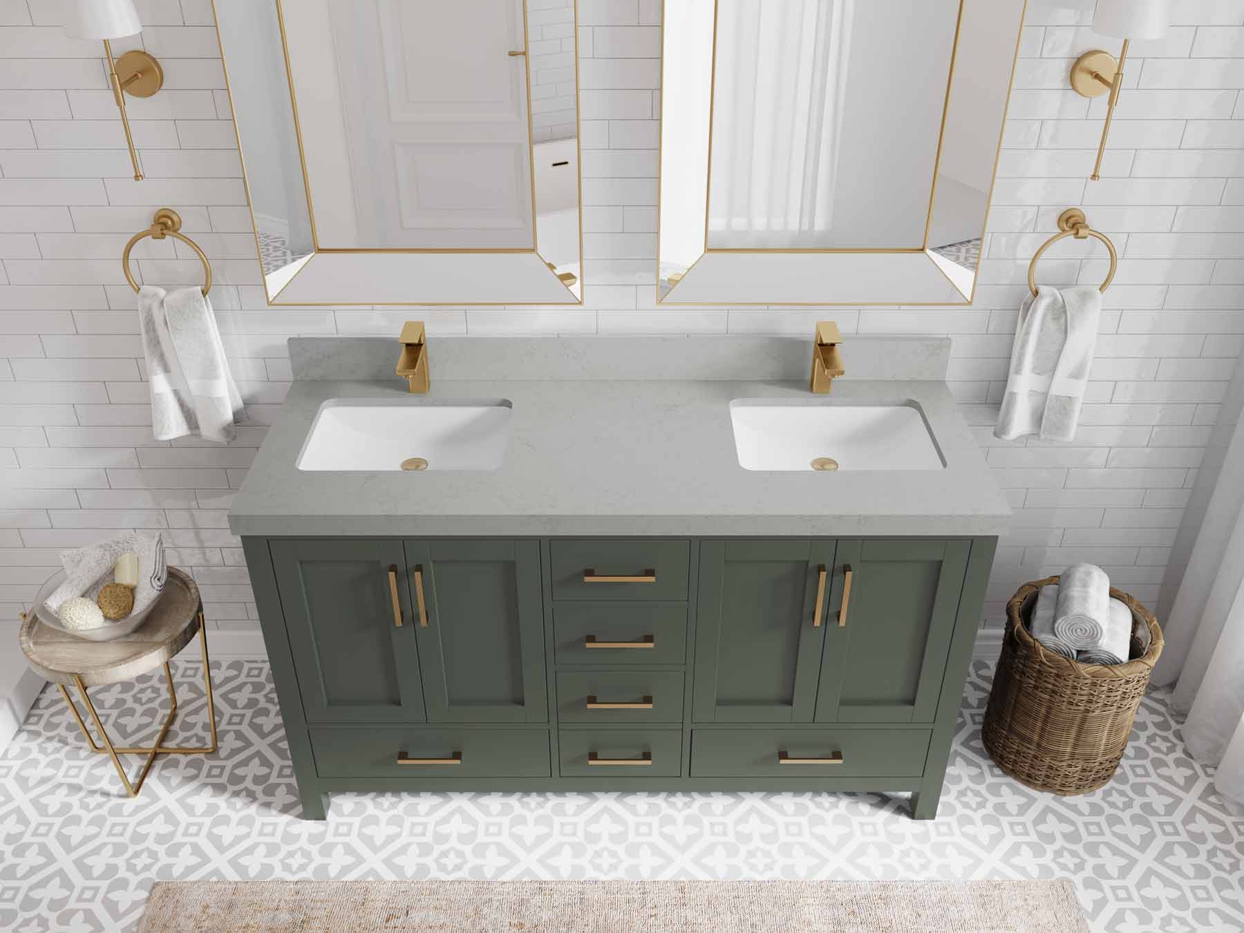 Malibu 60 in. W x 22 in. D Double Sink Bathroom Vanity - Willow Bath and Vanity