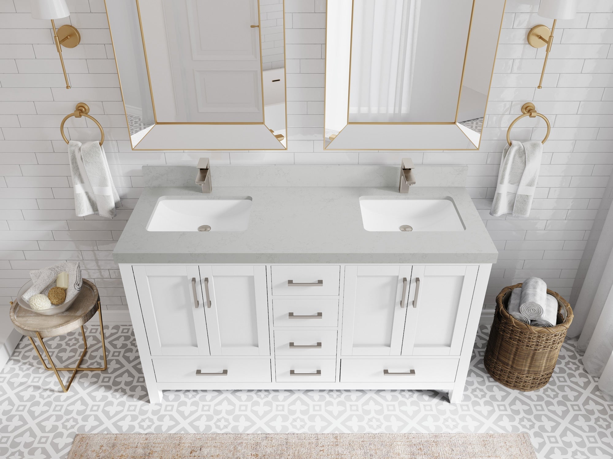 Malibu 60 in. W x 22 in. D Double Sink Bathroom Vanity - Willow Bath and Vanity