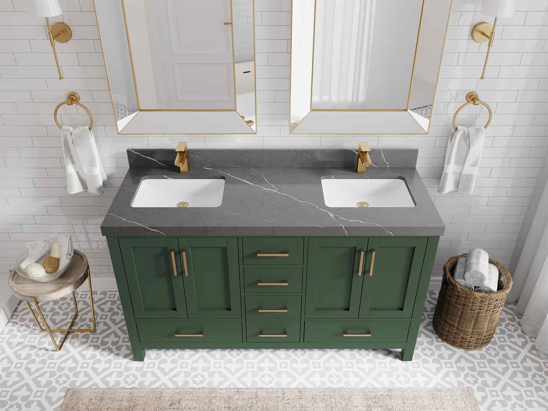 Malibu 60 in. W x 22 in. D Double Sink Bathroom Vanity - Willow Bath and Vanity