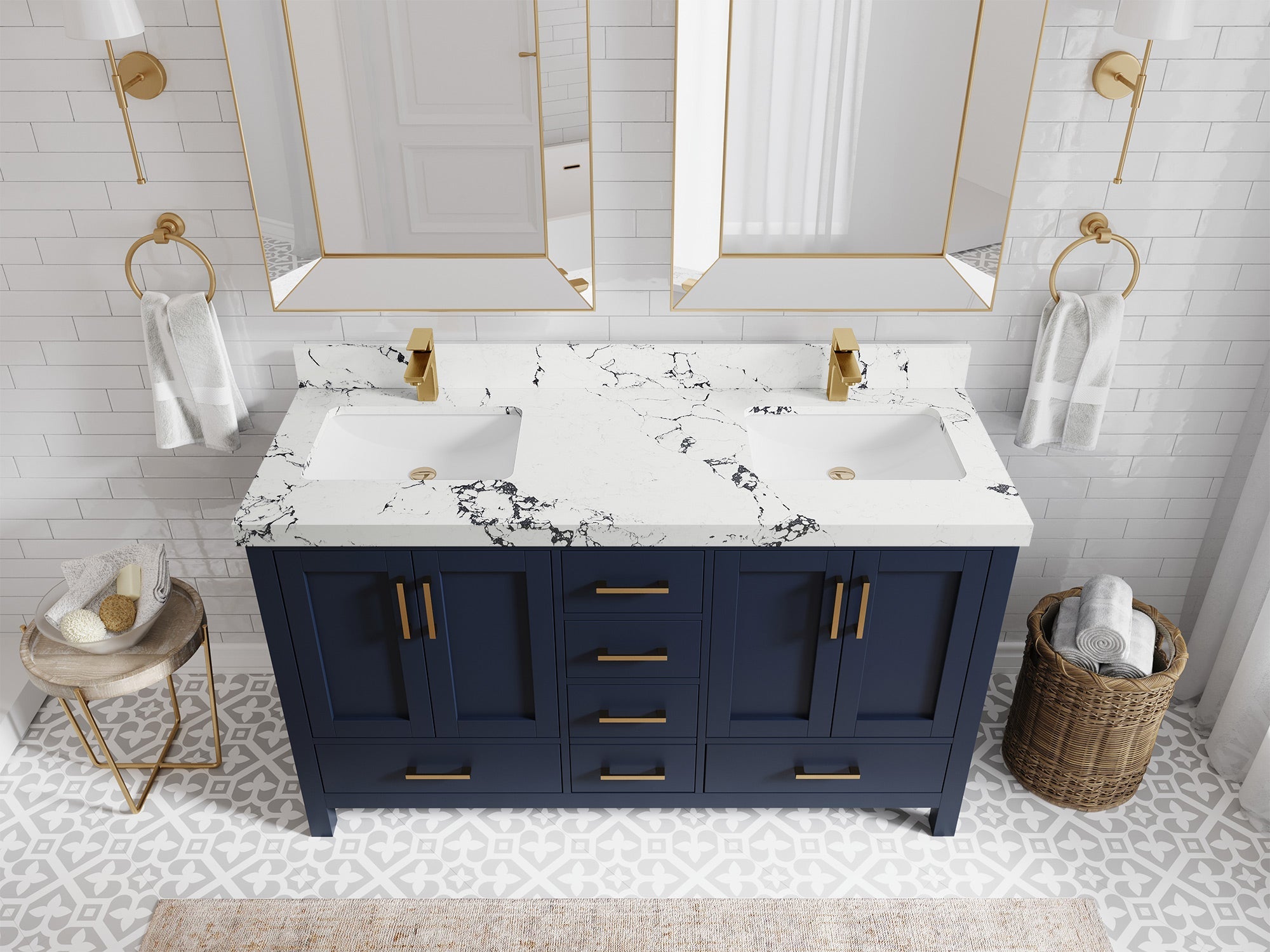 Malibu 60 in. W x 22 in. D Double Sink Bathroom Vanity - Willow Bath and Vanity
