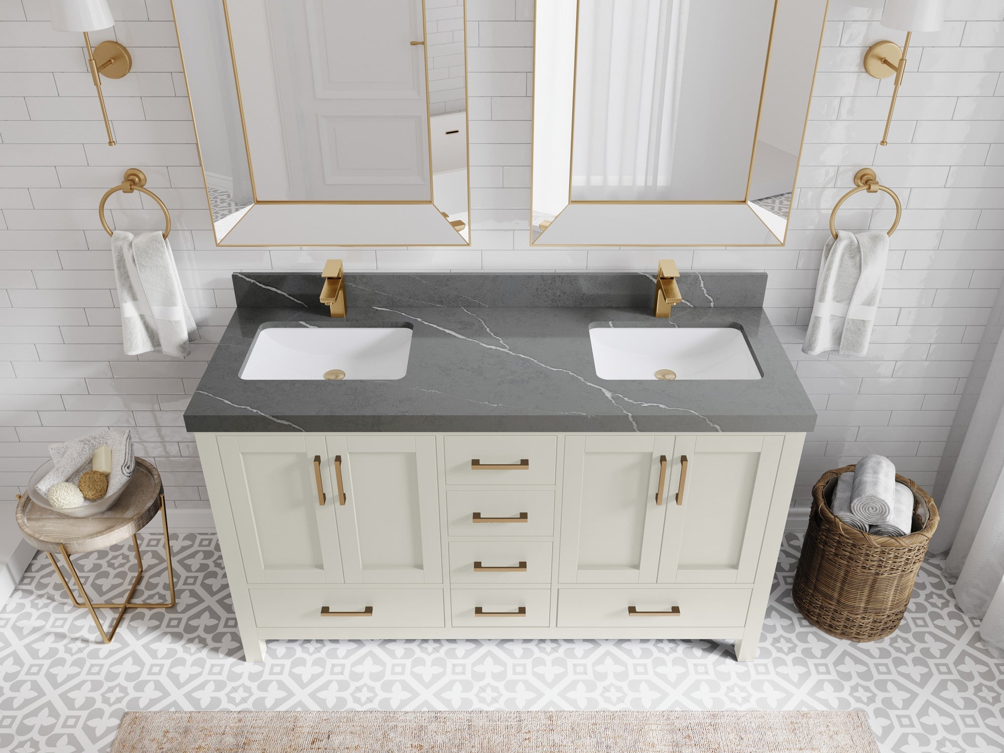 Malibu 60 in. W x 22 in. D Double Sink Bathroom Vanity - Willow Bath and Vanity