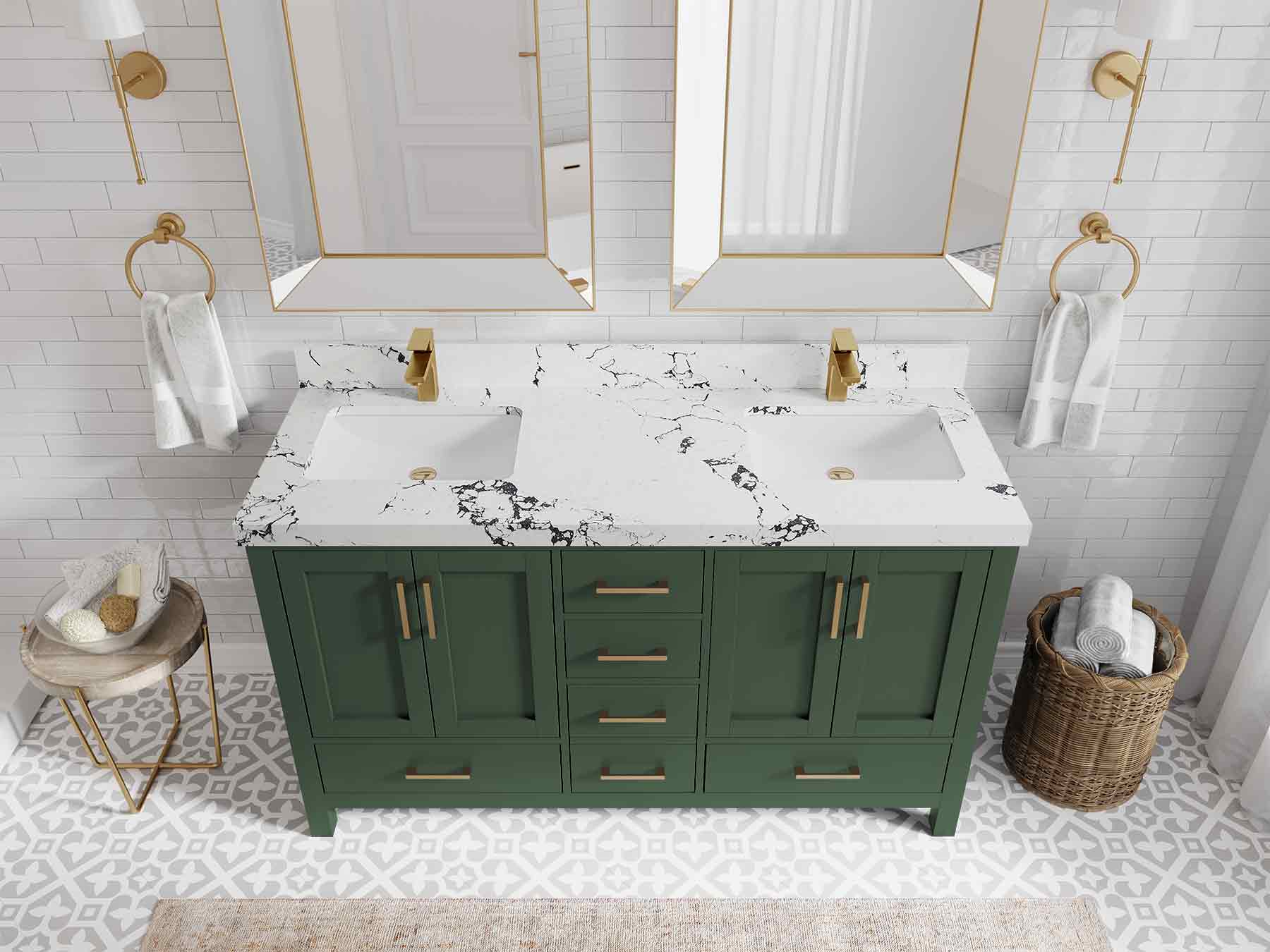 Malibu 60 in. W x 22 in. D Double Sink Bathroom Vanity - Willow Bath and Vanity
