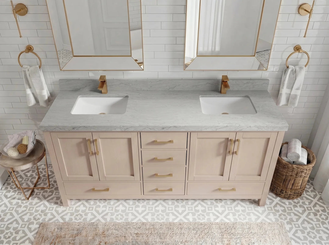 Malibu 72 in. W x 22 in. D Double Sink Bathroom Vanity | 
              
                Pink
                
                  
             - MLB_PNK_WHQZ_72D - photo №19
