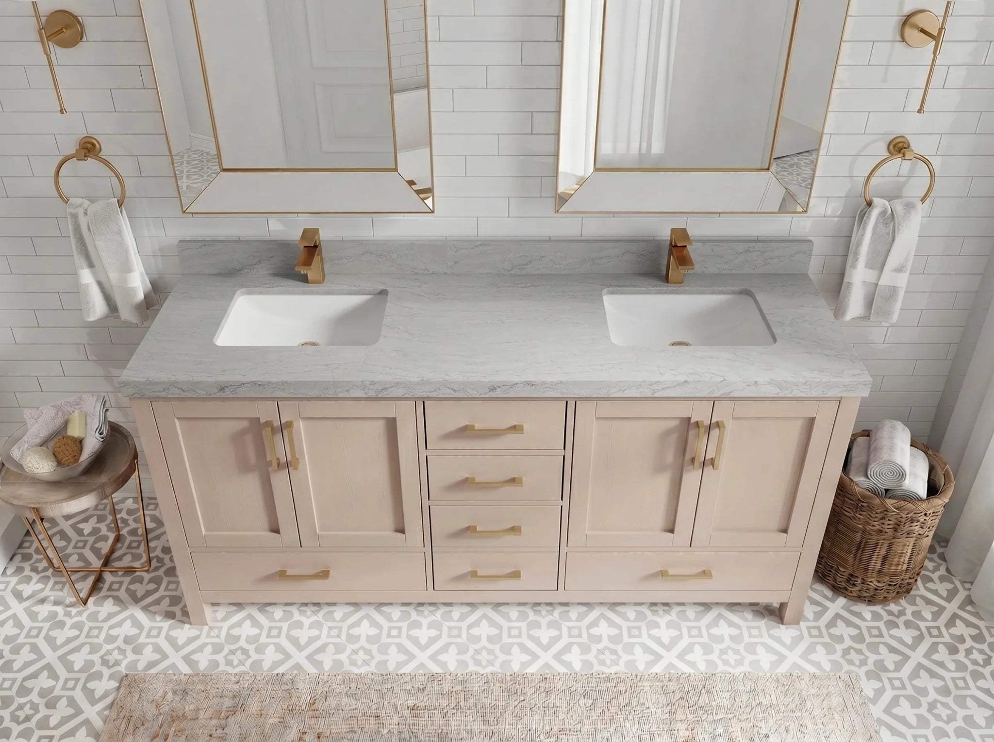 Malibu 72 in. W x 22 in. D Double Sink Bathroom Vanity - Willow Bath and Vanity