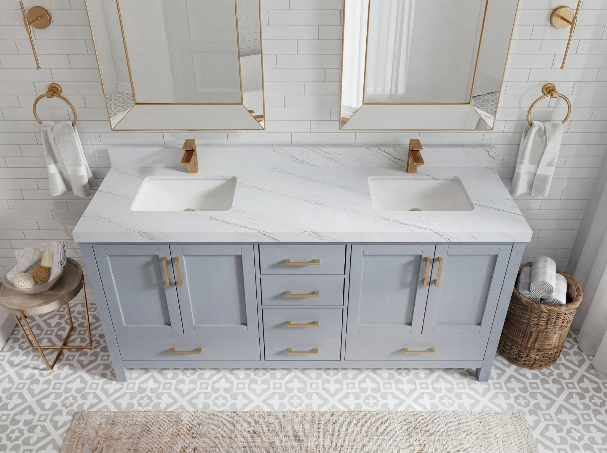 Malibu 72 in. W x 22 in. D Double Sink Bathroom Vanity - Willow Bath and Vanity