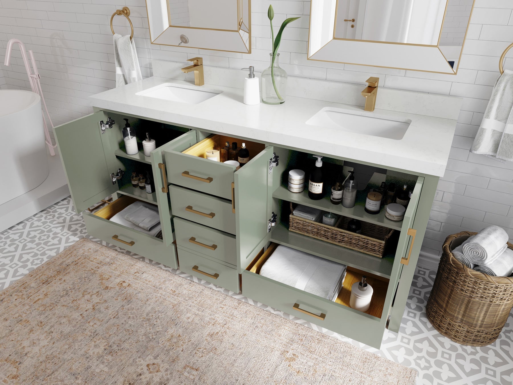 Malibu 72 in. W x 22 in. D Double Sink Bathroom Vanity - Willow Bath and Vanity