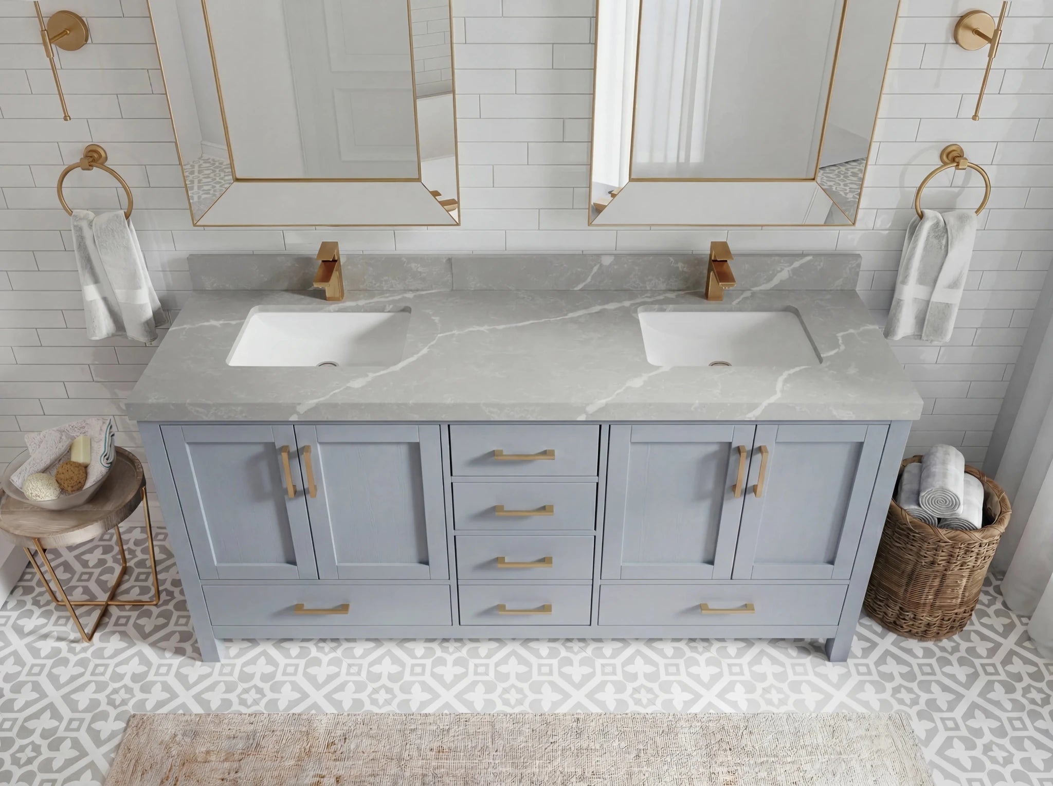 Malibu 72 in. W x 22 in. D Double Sink Bathroom Vanity - Willow Bath and Vanity