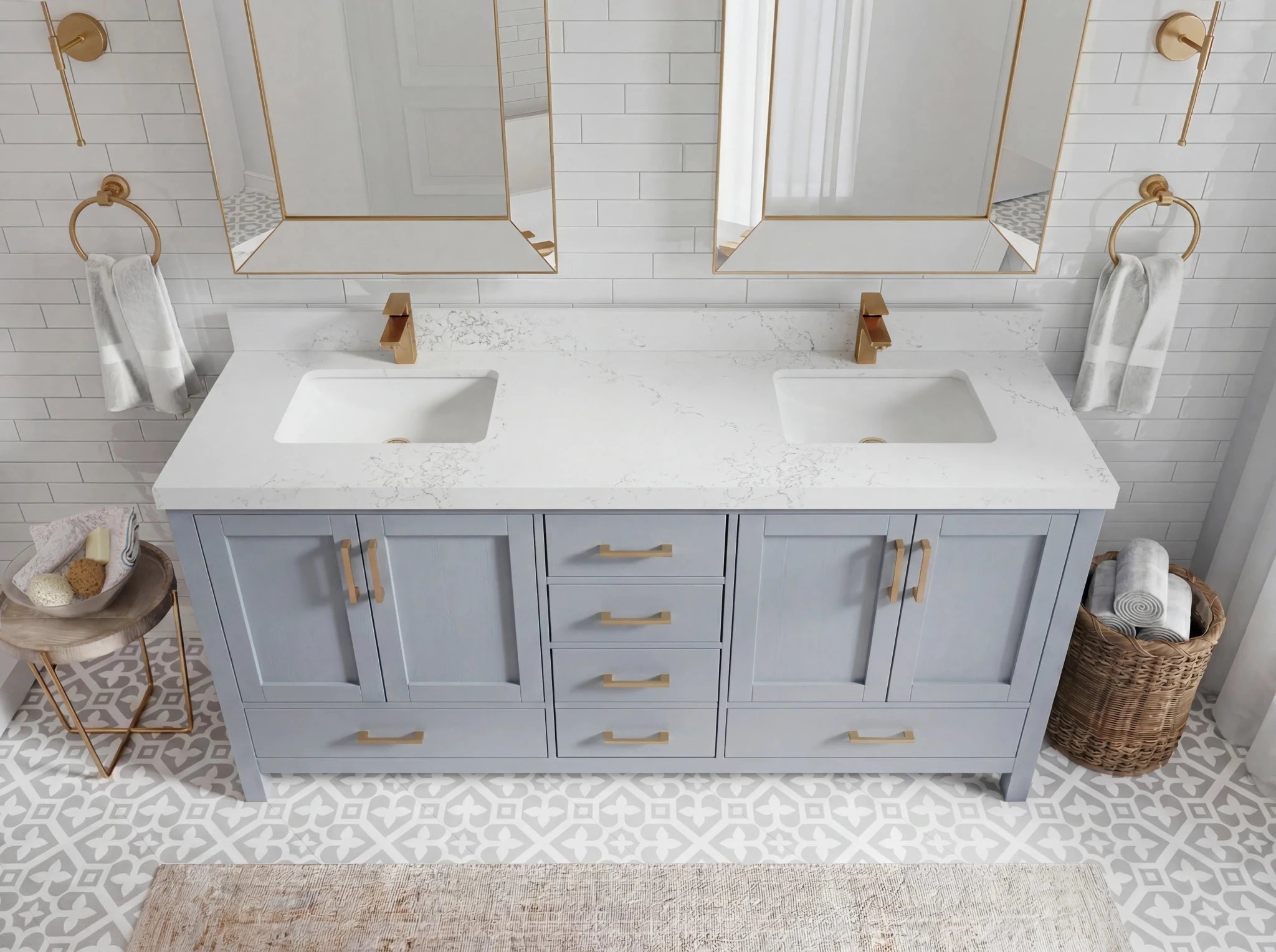 Malibu 72 in. W x 22 in. D Double Sink Bathroom Vanity - Willow Bath and Vanity