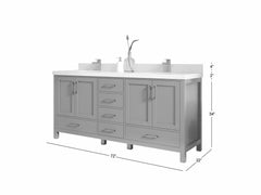 Malibu 72 in. W x 22 in. D Double Sink Bathroom Vanity - photo 5