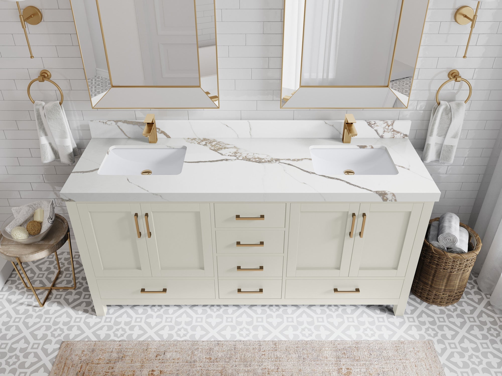 Malibu 72 in. W x 22 in. D Double Sink Bathroom Vanity - Willow Bath and Vanity